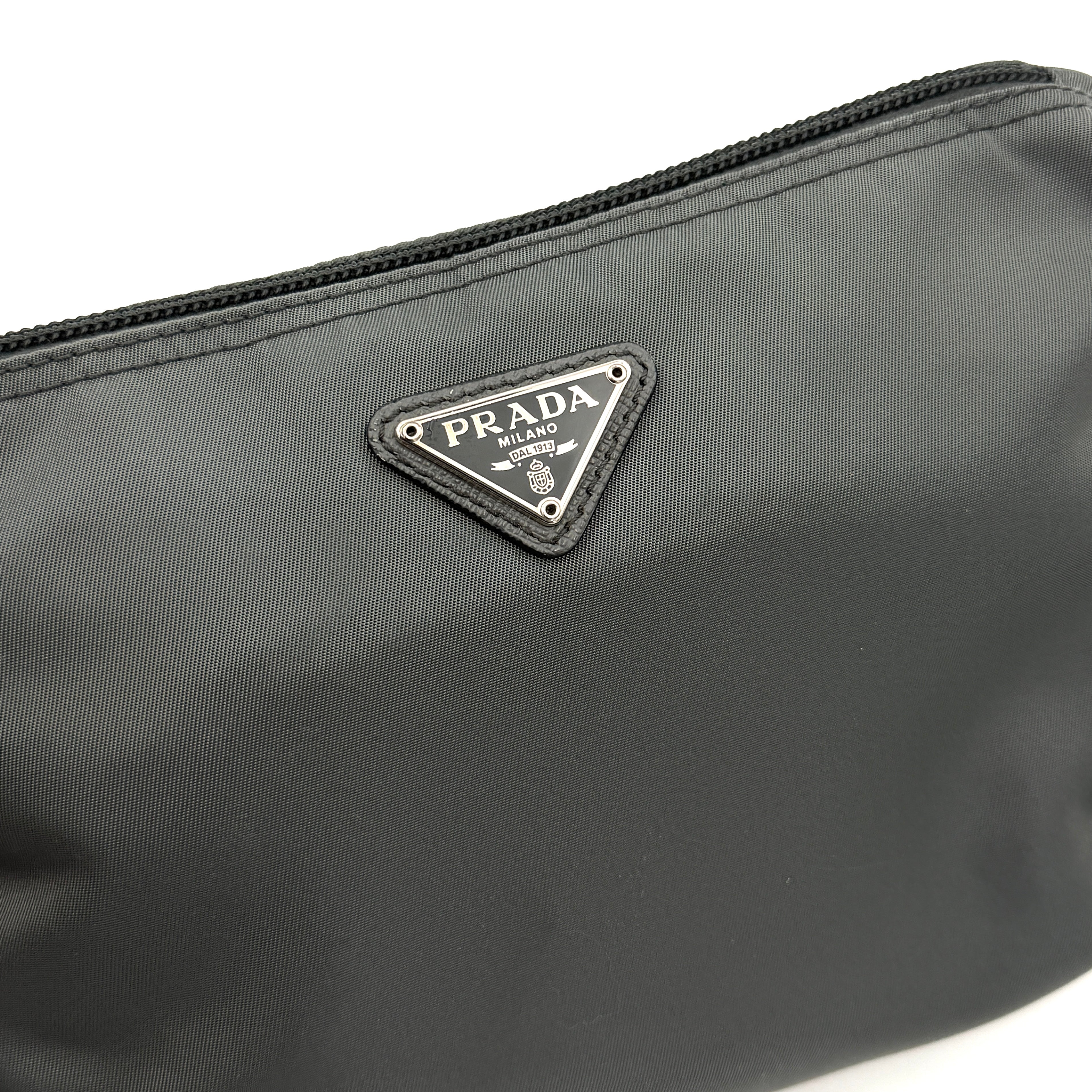 Prada Nylon Cosmetic Pouch Bag Grey