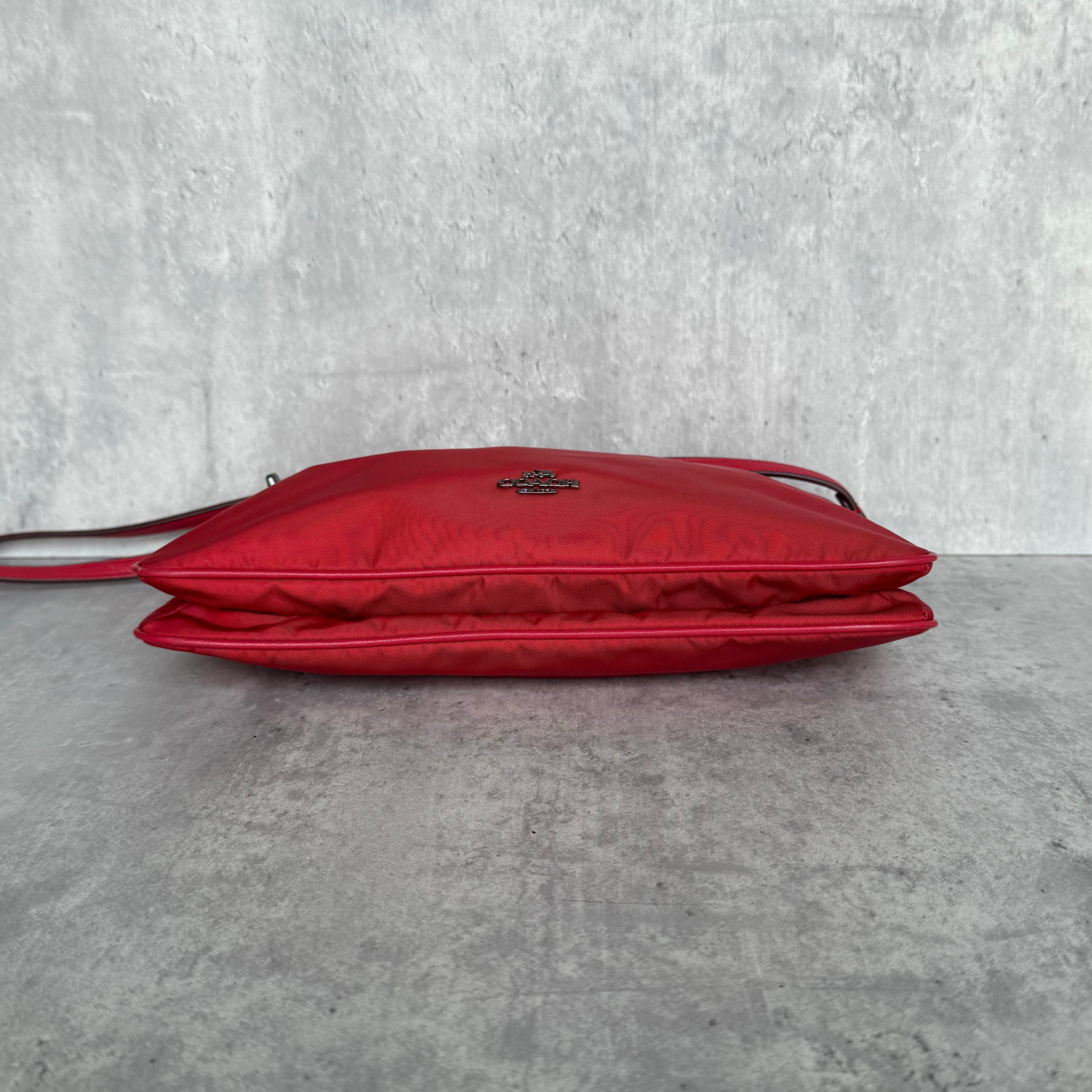 Coach Signature Nylon Crossbody Bag Red