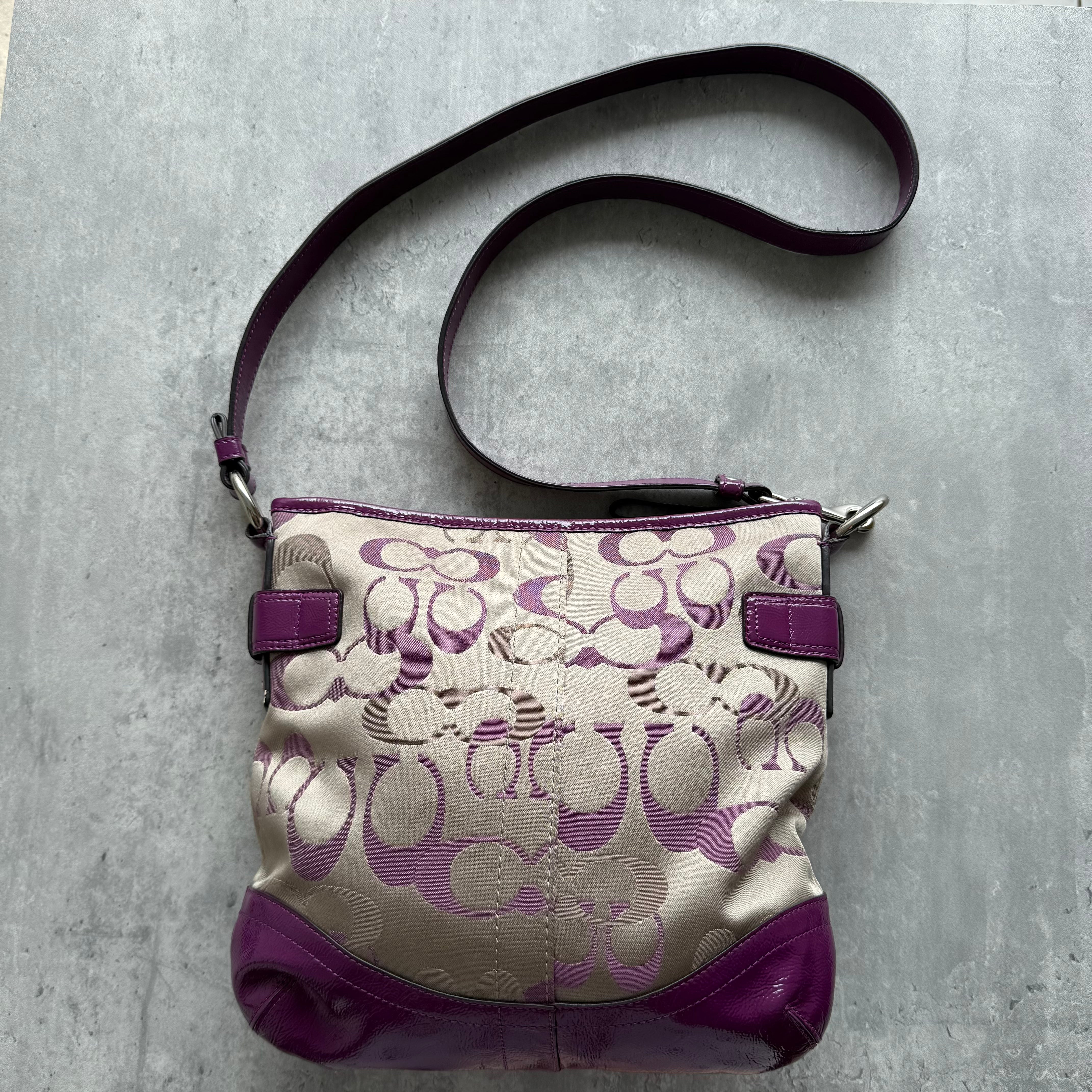 Coach Signature Canvas Crossbody Bag Purple/Beige