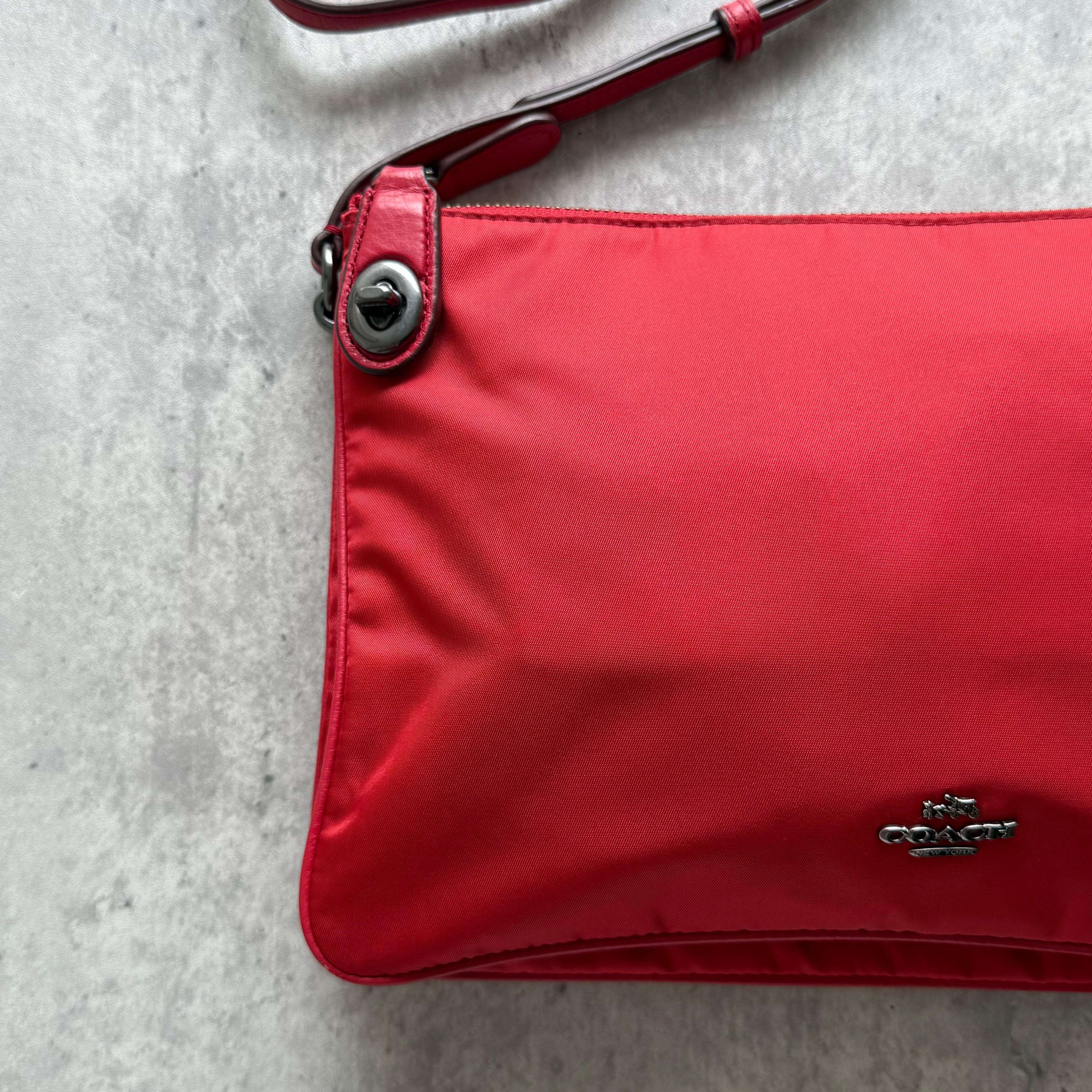 Coach Signature Nylon Crossbody Bag Red