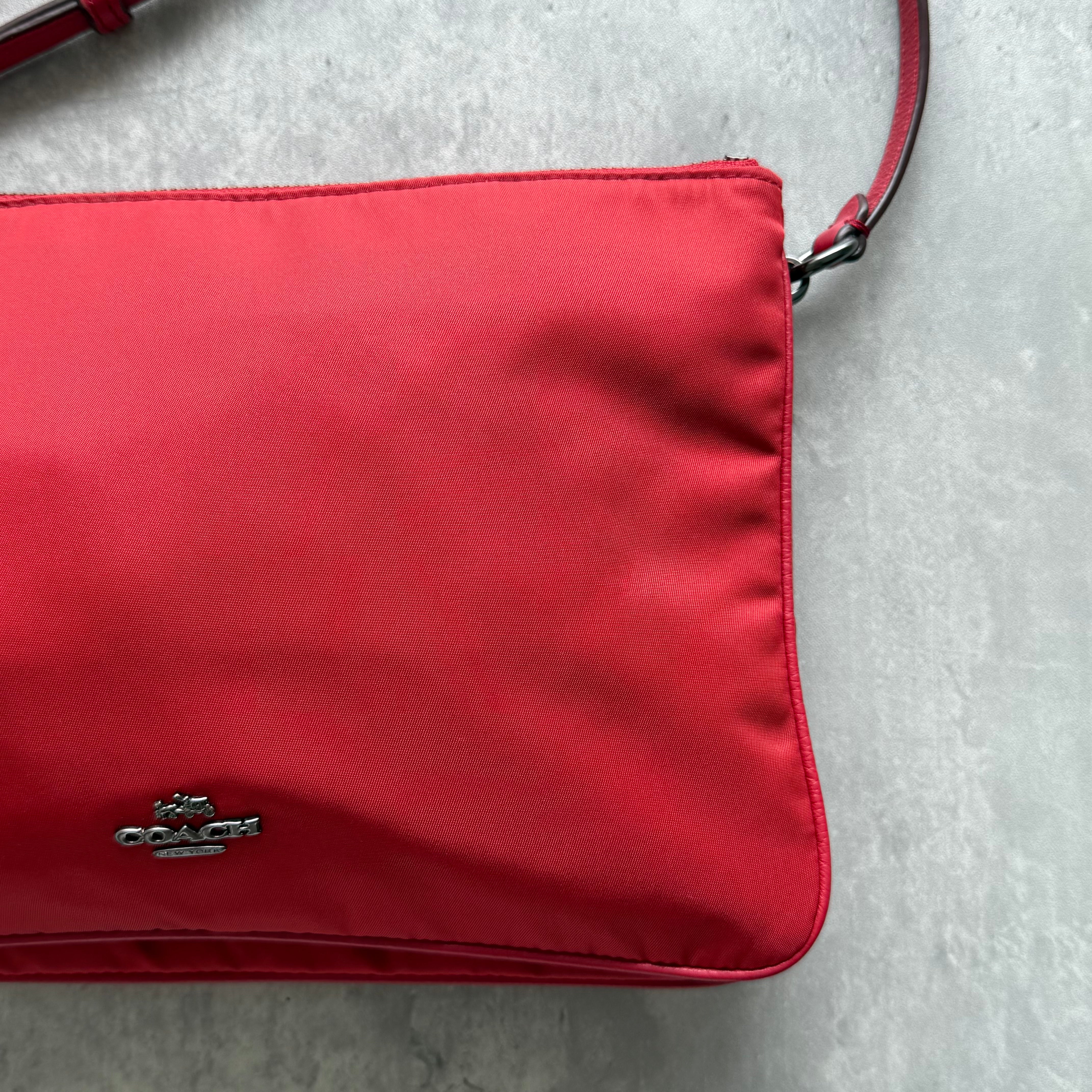 Coach Signature Nylon Crossbody Bag Red