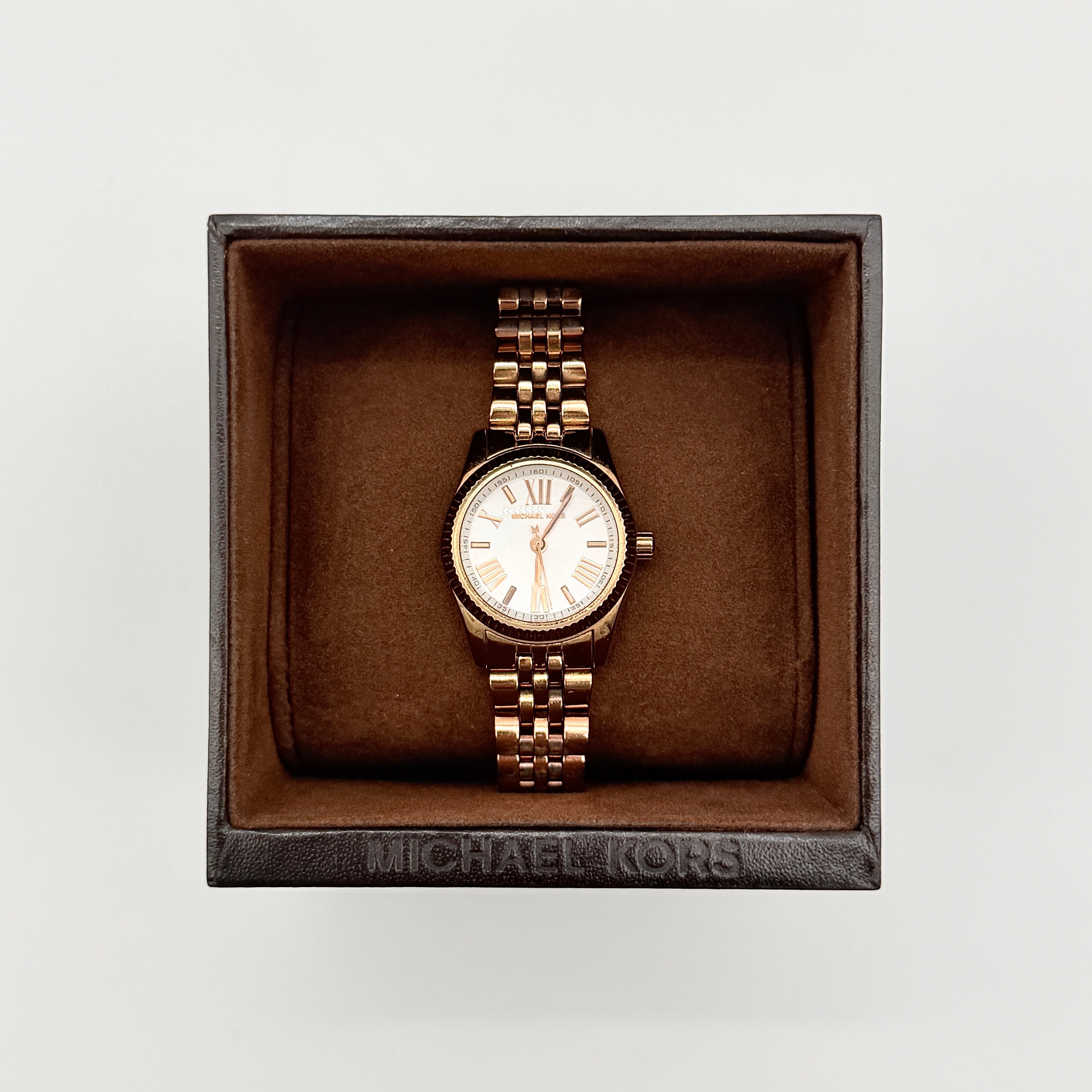 Michael Kors Petite Lexington MK3230 White Dial Watch Rose Gold