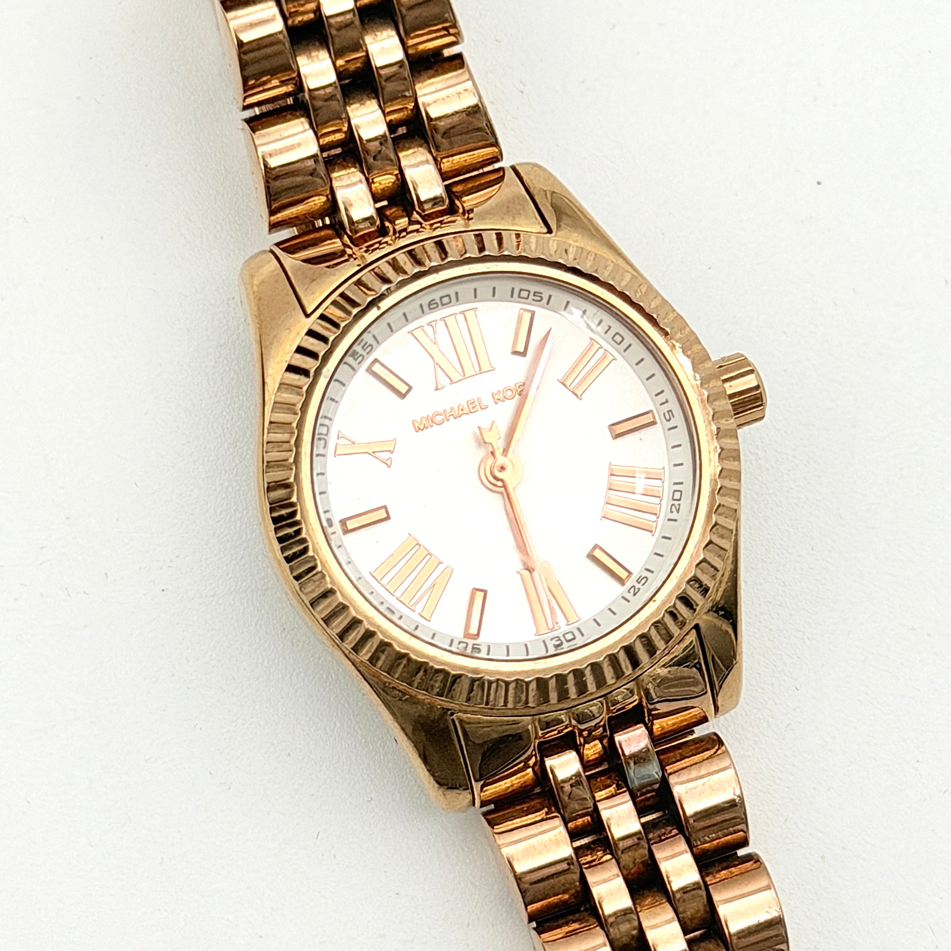 Michael Kors Petite Lexington MK3230 White Dial Watch Rose Gold