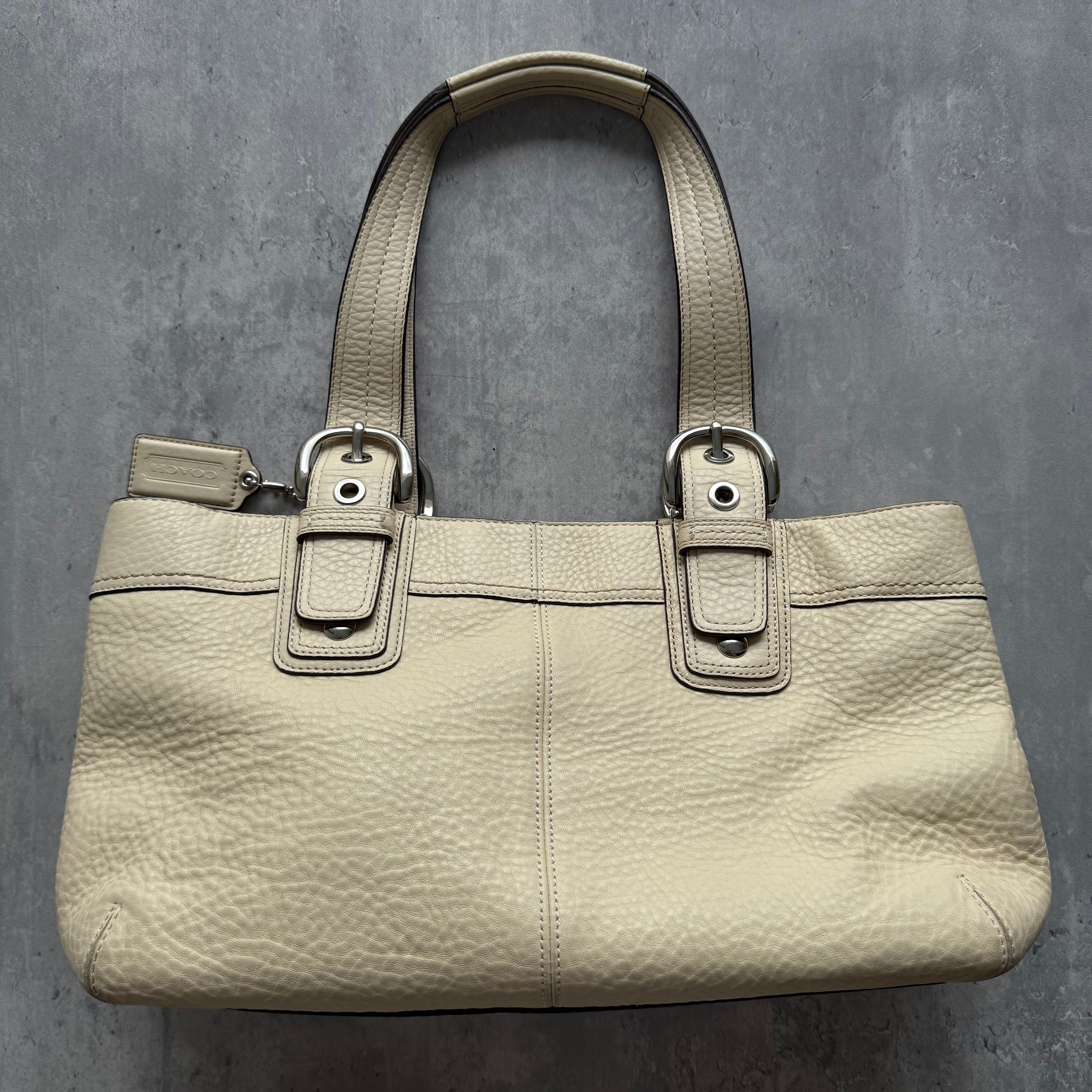 Coach Soho Pleated Leather Satchel Bag Cream