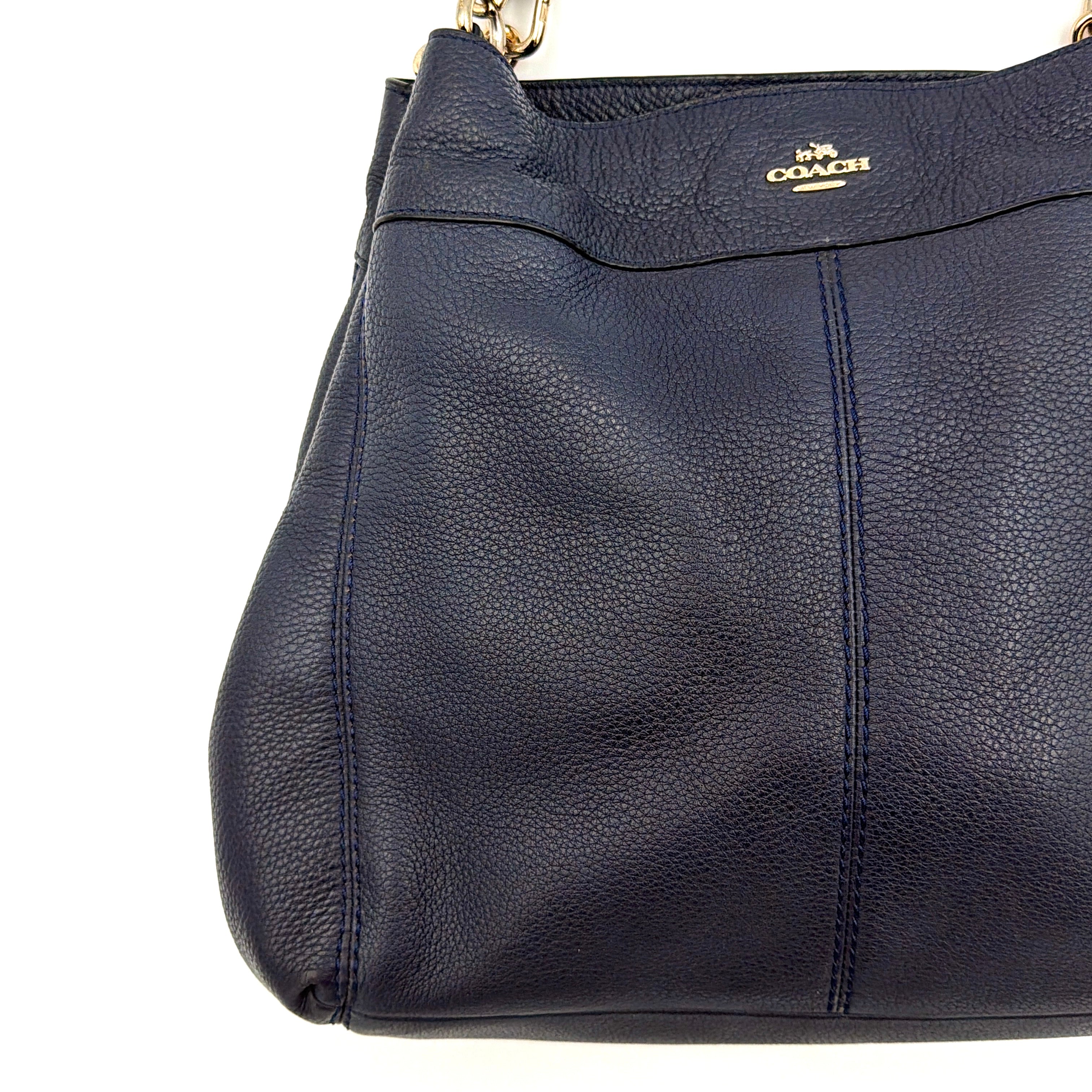 Coach Signature Lexy Shoulder Bag Navy Blue