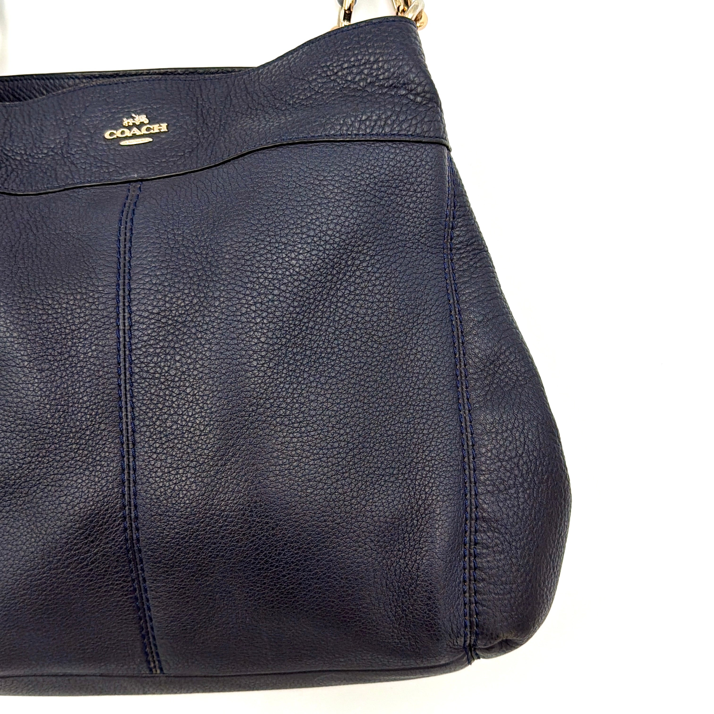 Coach Signature Lexy Shoulder Bag Navy Blue