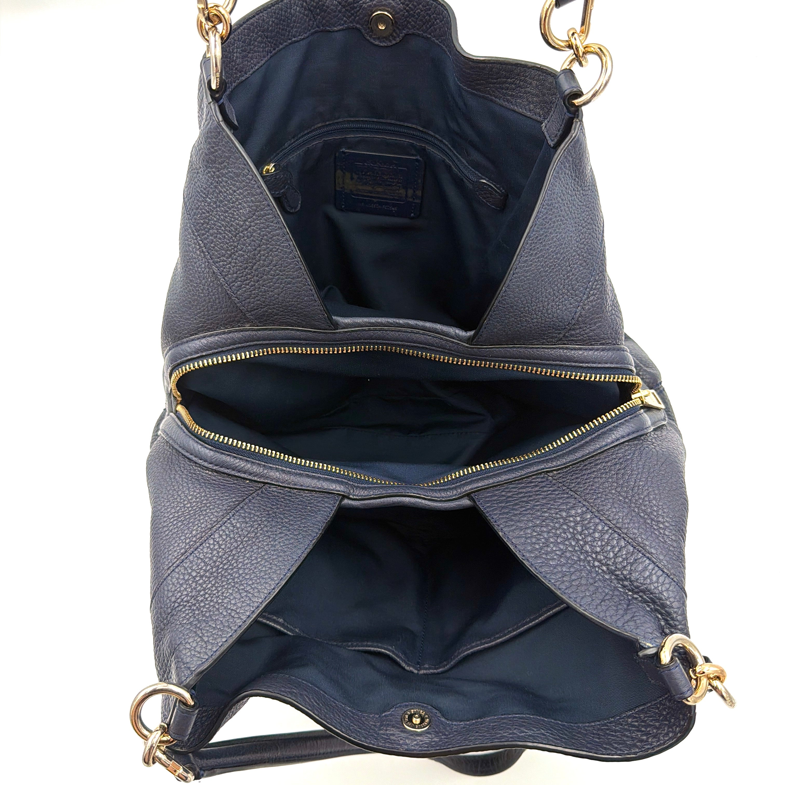 Coach Signature Lexy Shoulder Bag Navy Blue