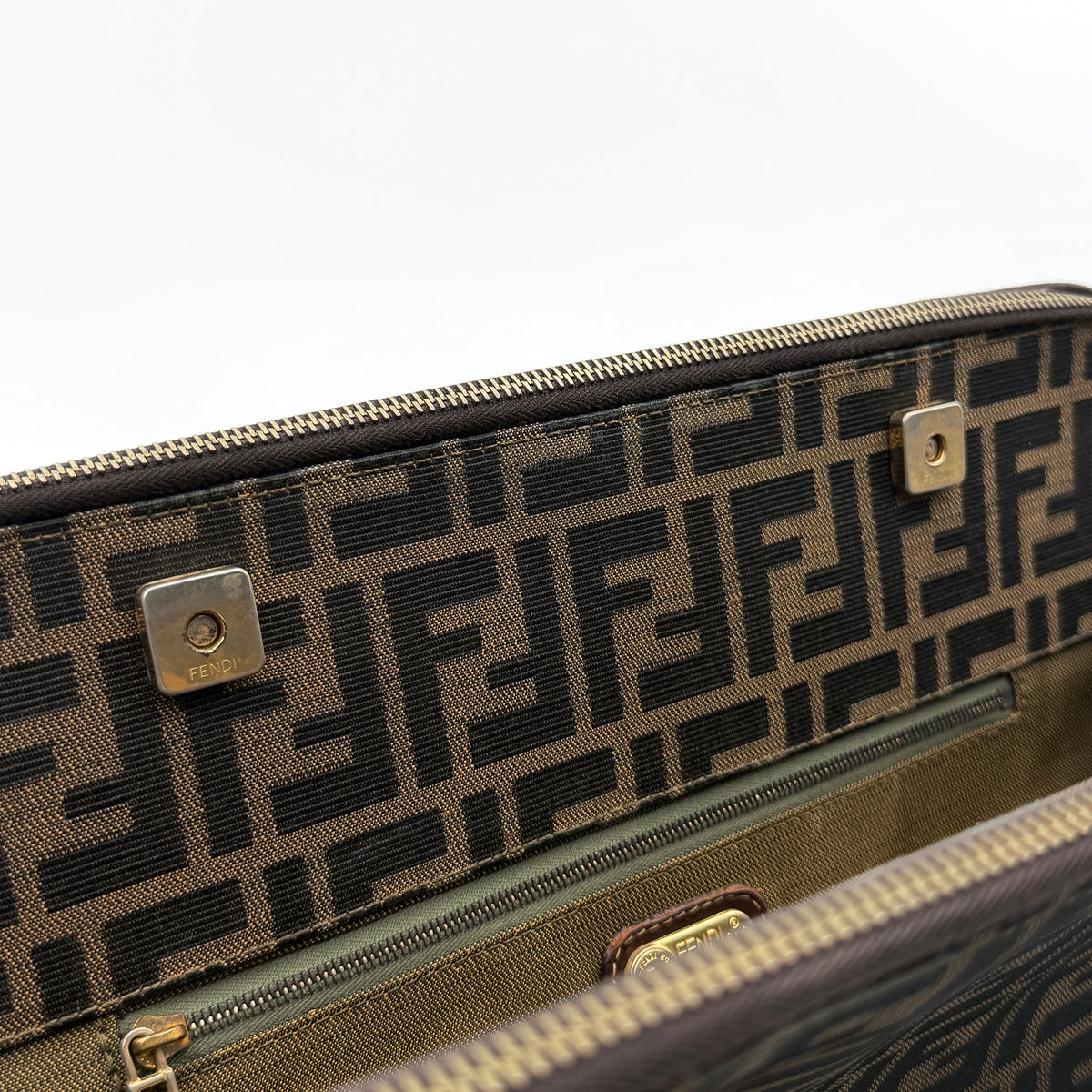 Fendi FF Zucca Tobacco Double Zip Tote Bag Brown