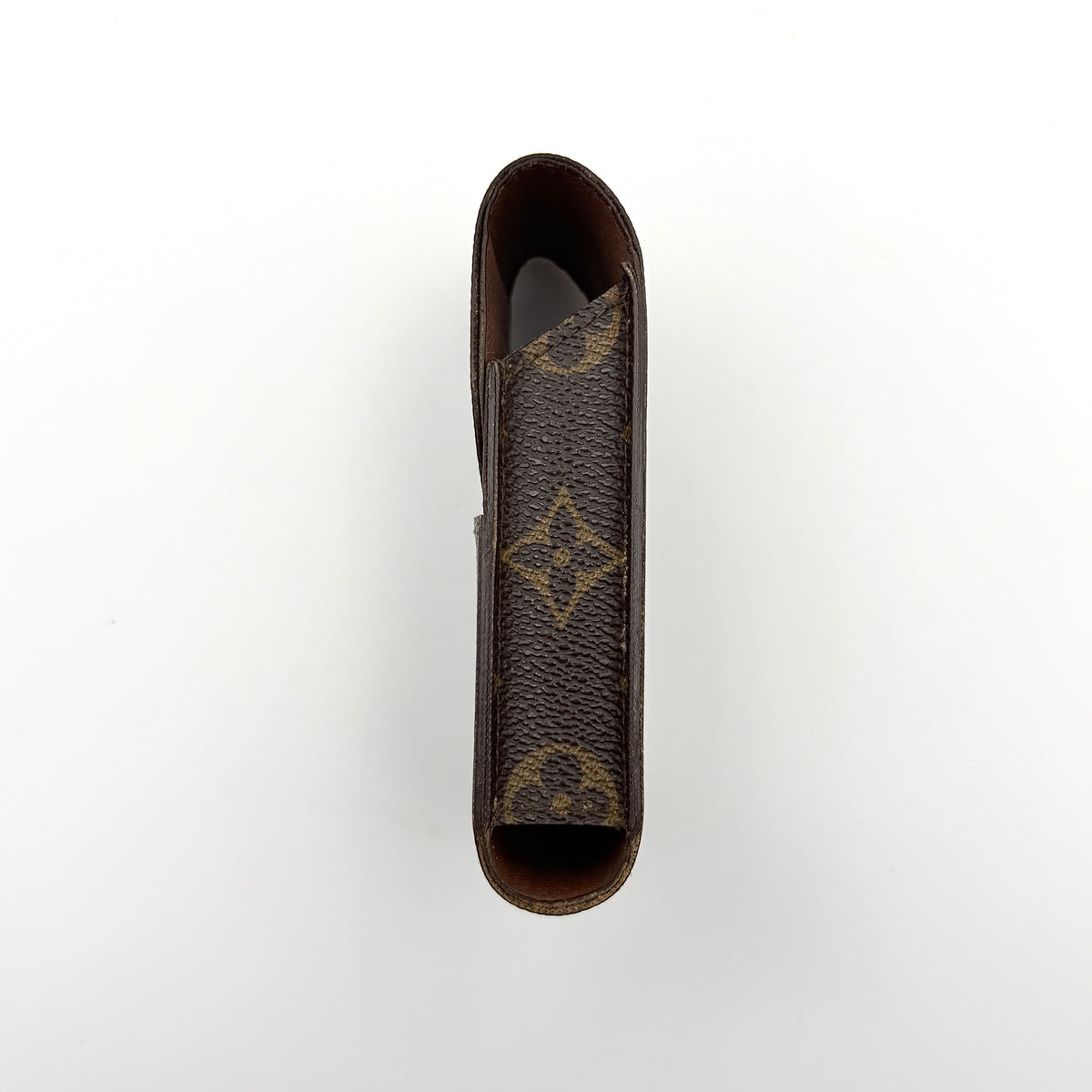 Front view of the Louis Vuitton Monogram Cigarette Case in brown coated canvas, showcasing the classic LV monogram print.