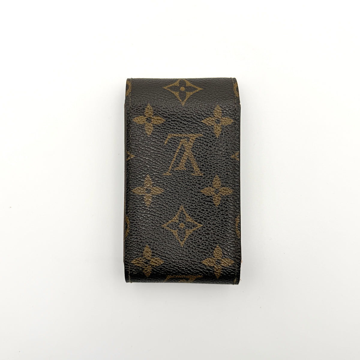 Front view of the Louis Vuitton Monogram Cigarette Case in brown coated canvas, showcasing the classic LV monogram print.