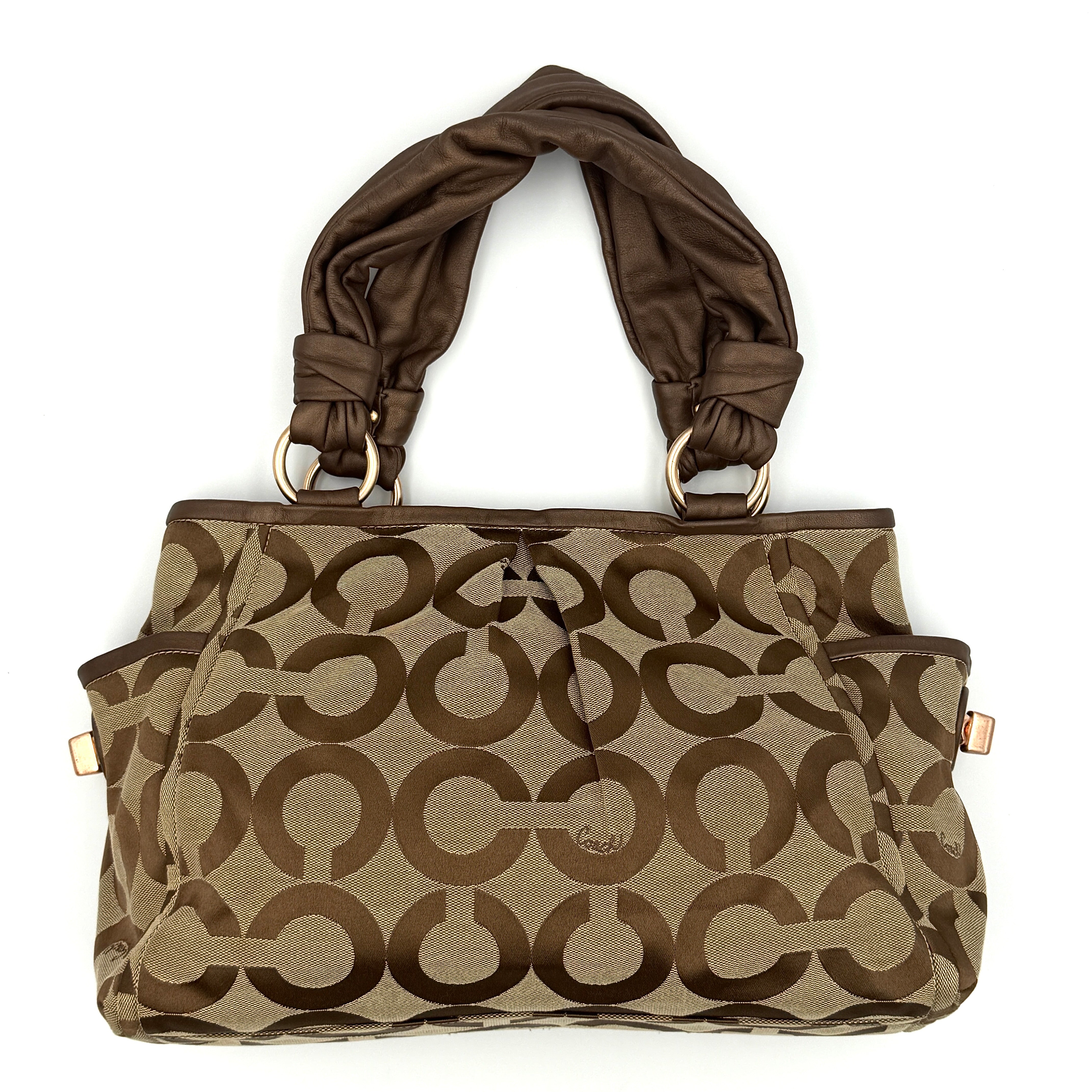 Coach Signature Op Art Parker Hobo Shoulder Bag Brown/Beige