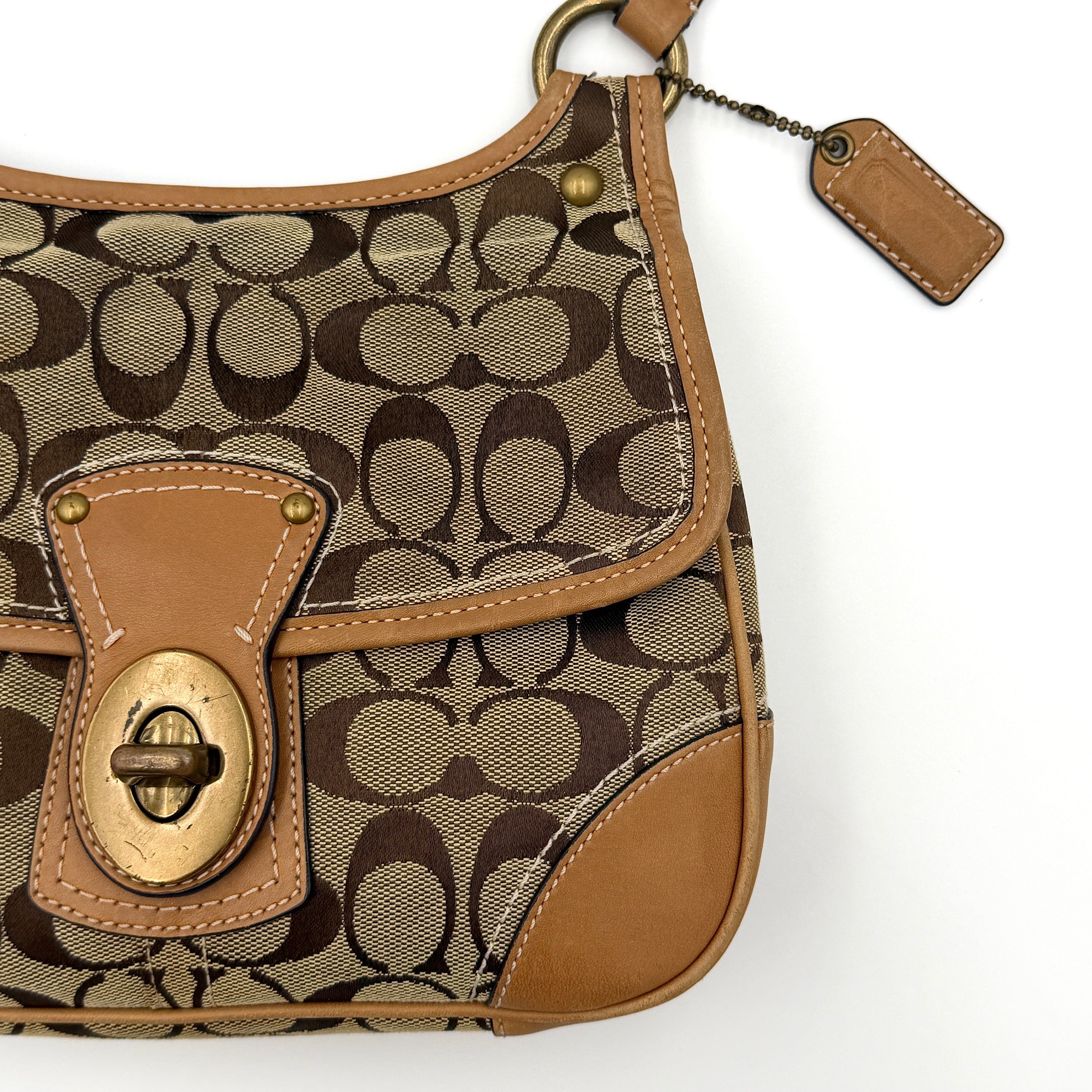 Coach Signature Turnlock Crossbody Bag Tan/Beige