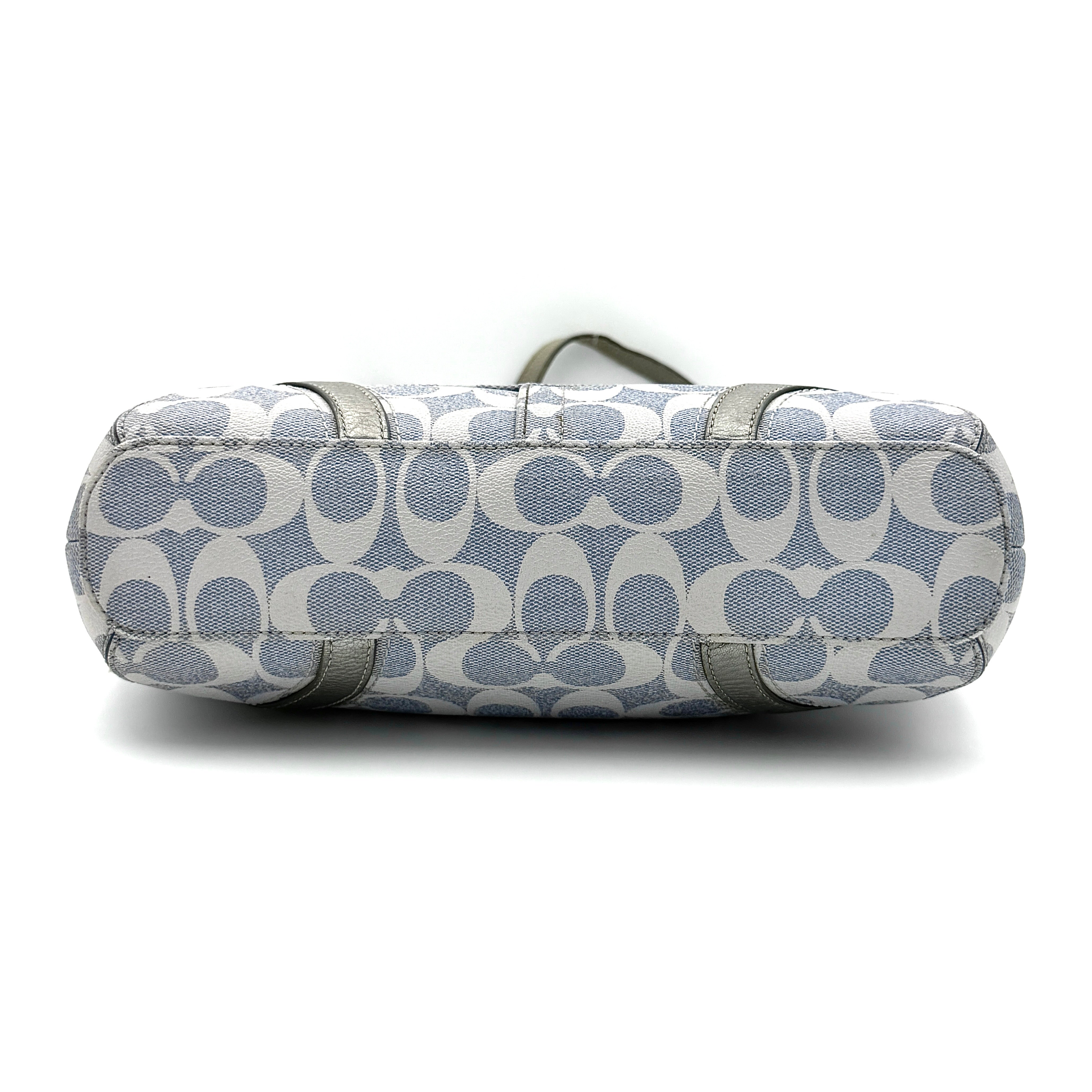 Coach Signature Peyton Heritage Tote Bag Light Blue/Silver