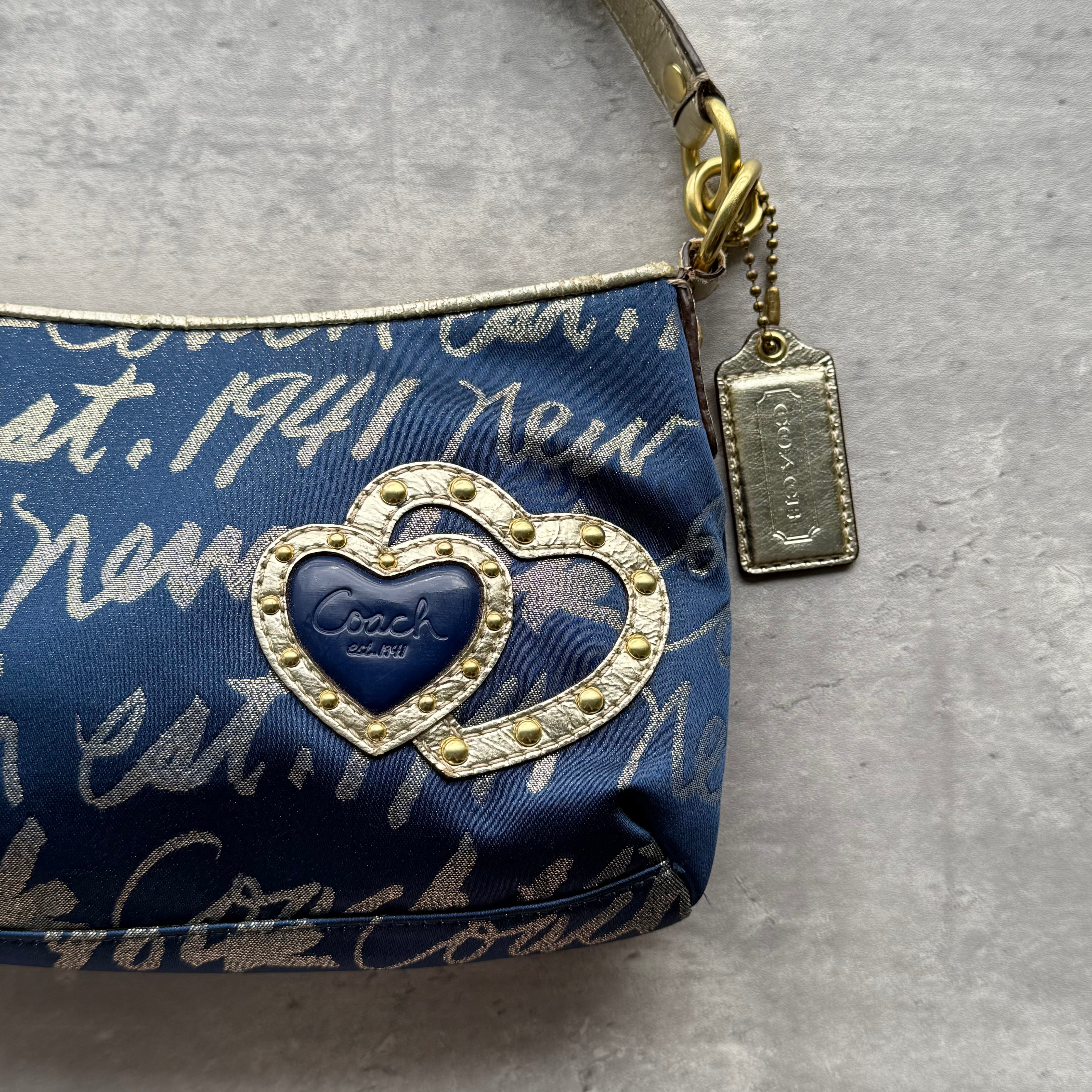 Coach 2Way Heart ShoulderBag Blue/Gold
