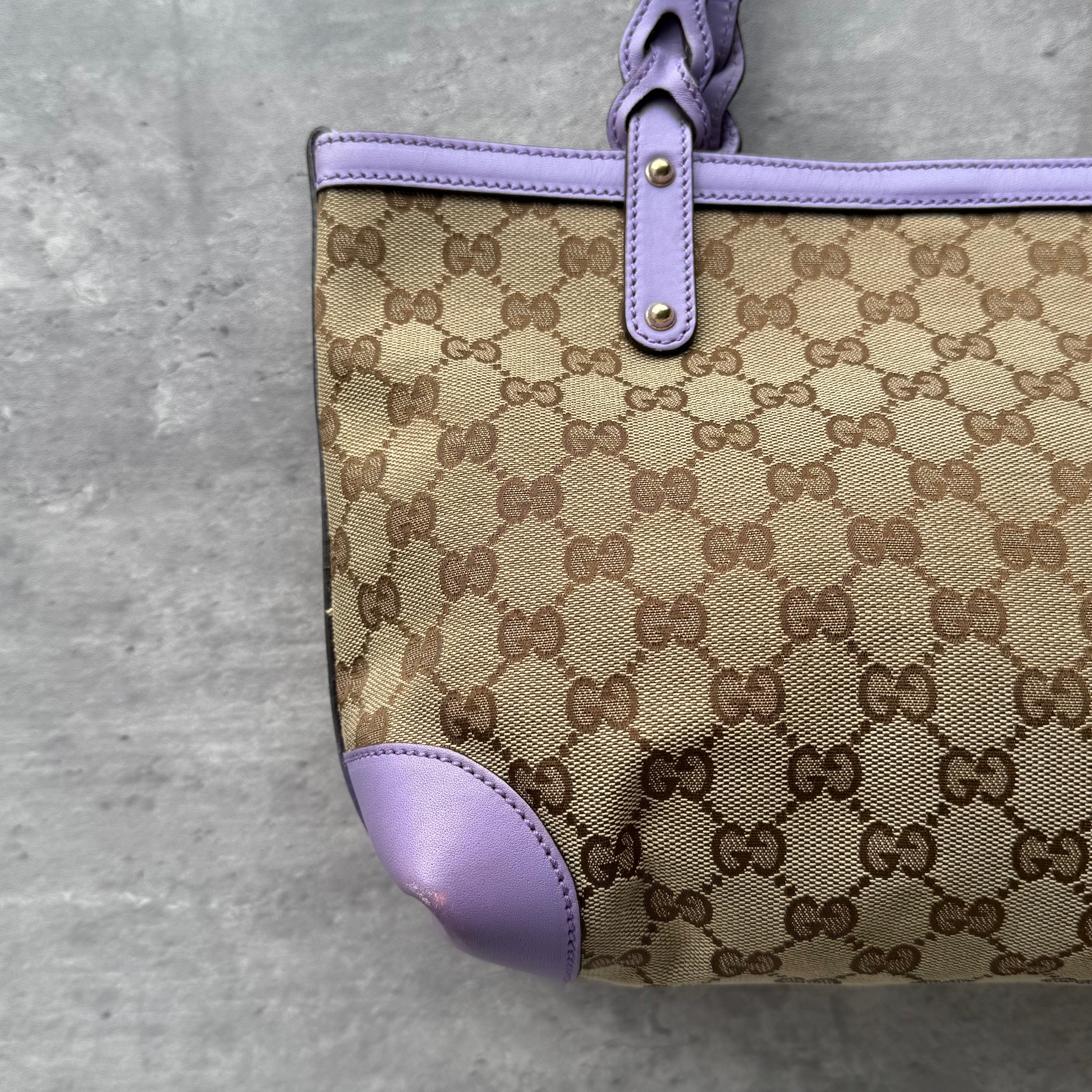 Gucci GG Monogram Shoulder Bag Beige/Purple