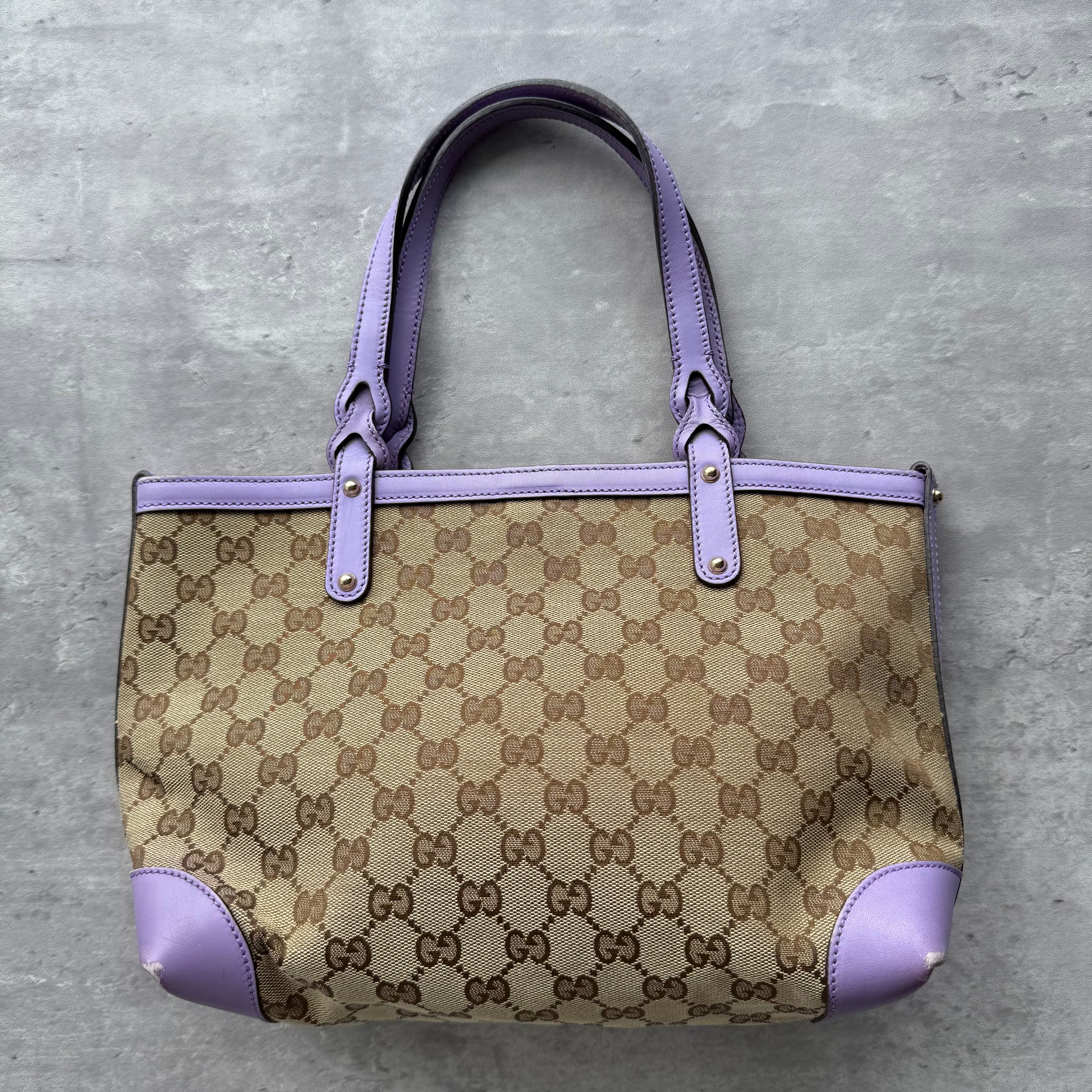 Gucci GG Monogram Shoulder Bag Beige/Purple