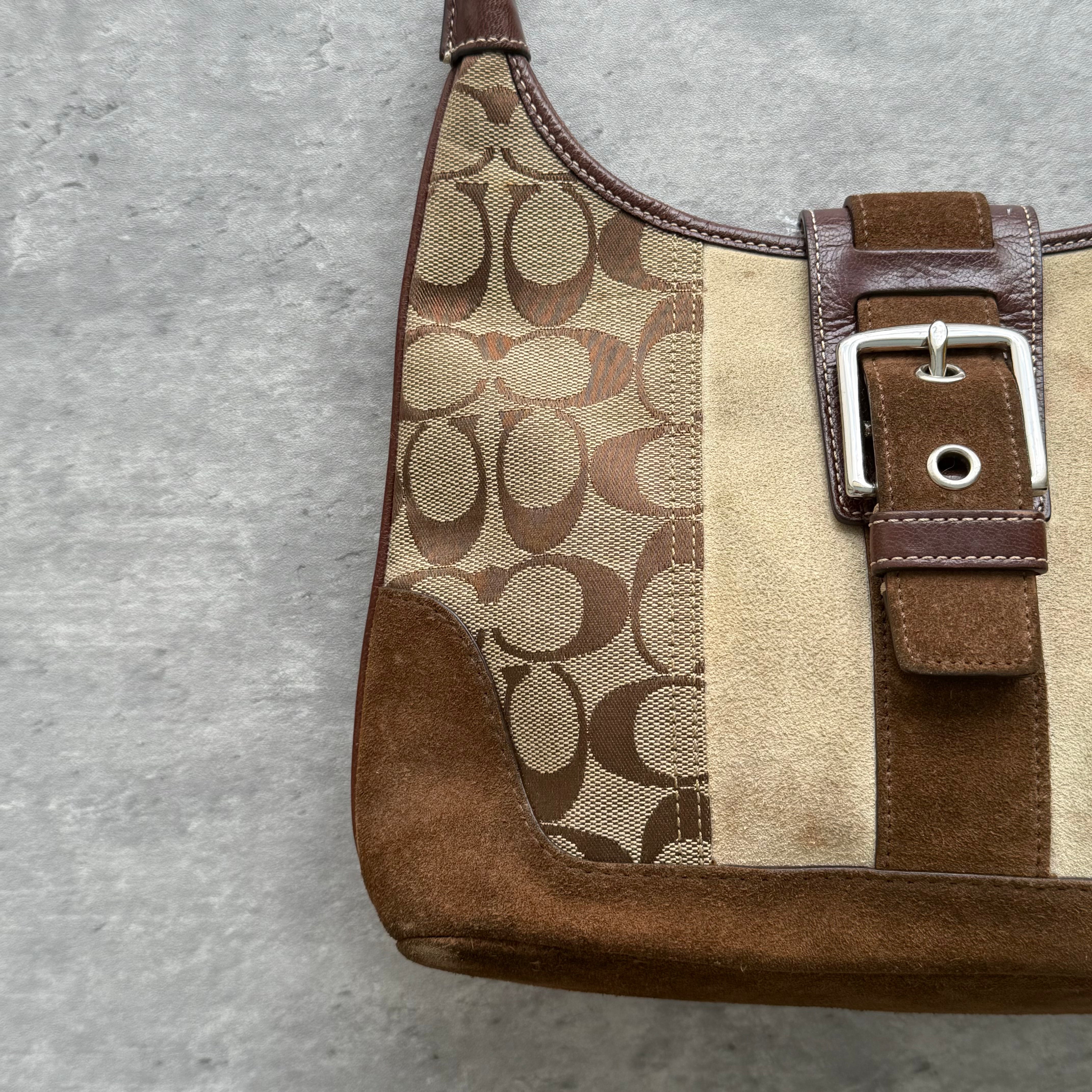 Coach Signature Mini Hamilton Stripe Hobo Shoulder Bag