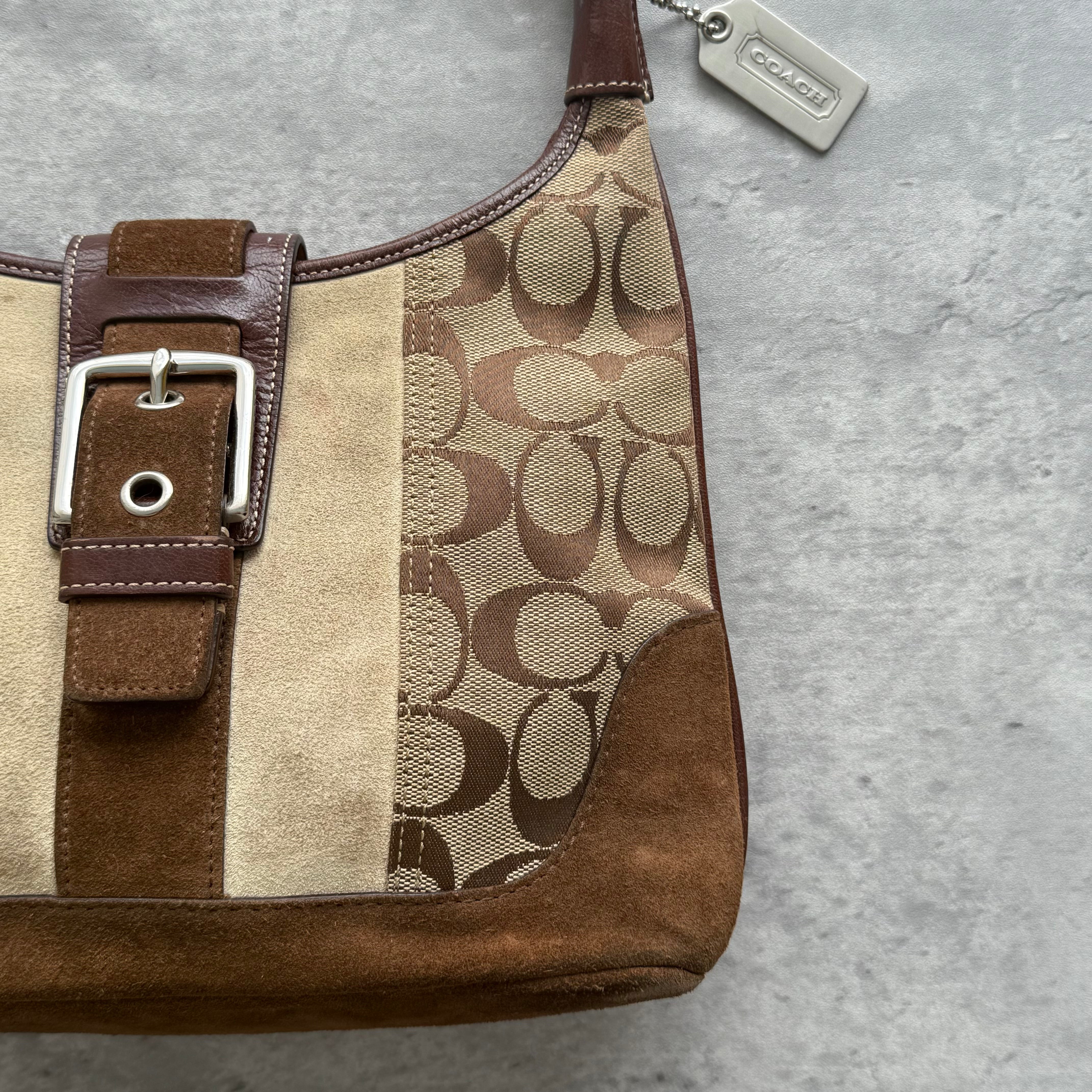 Coach Signature Mini Hamilton Stripe Hobo Shoulder Bag