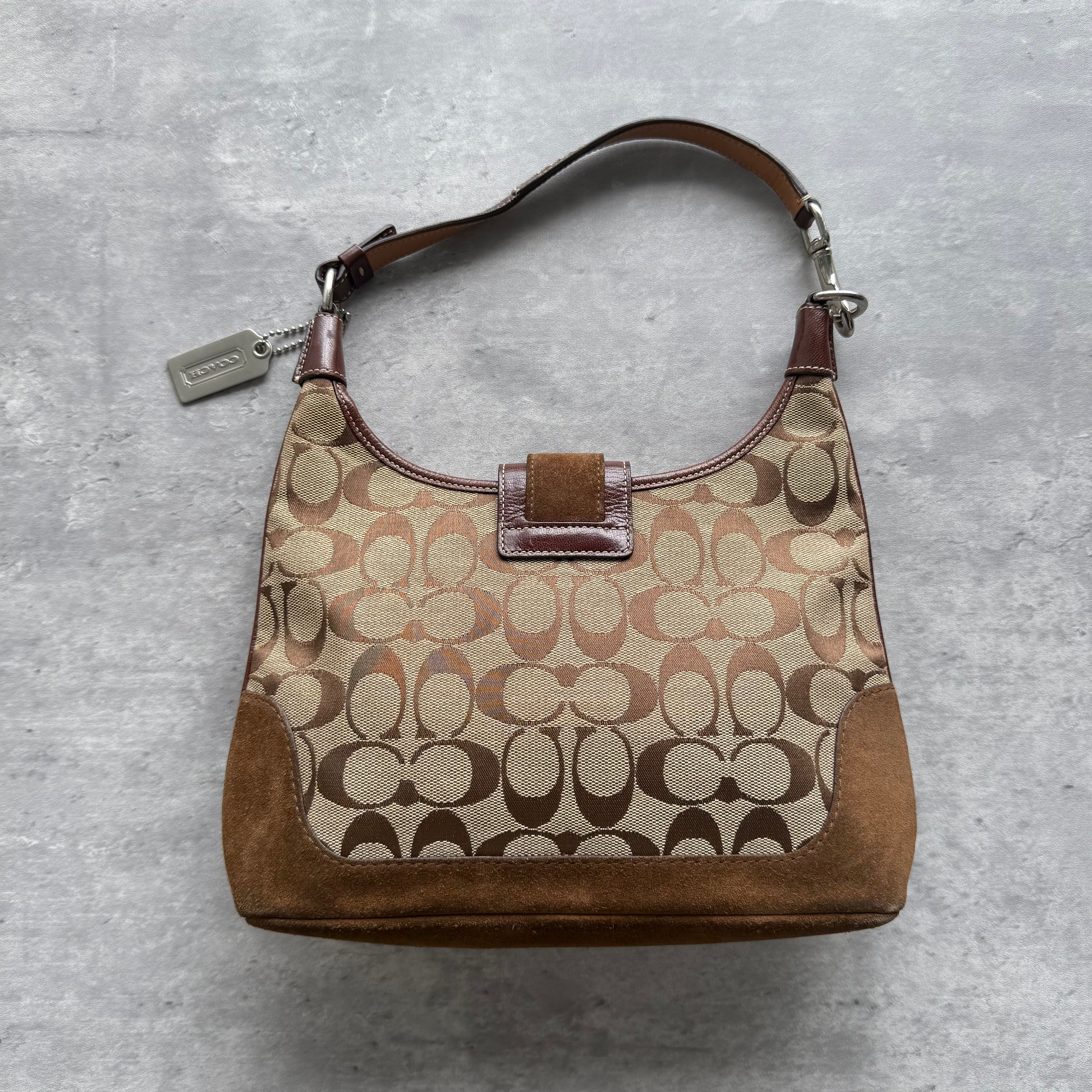 Coach Signature Mini Hamilton Stripe Hobo Shoulder Bag