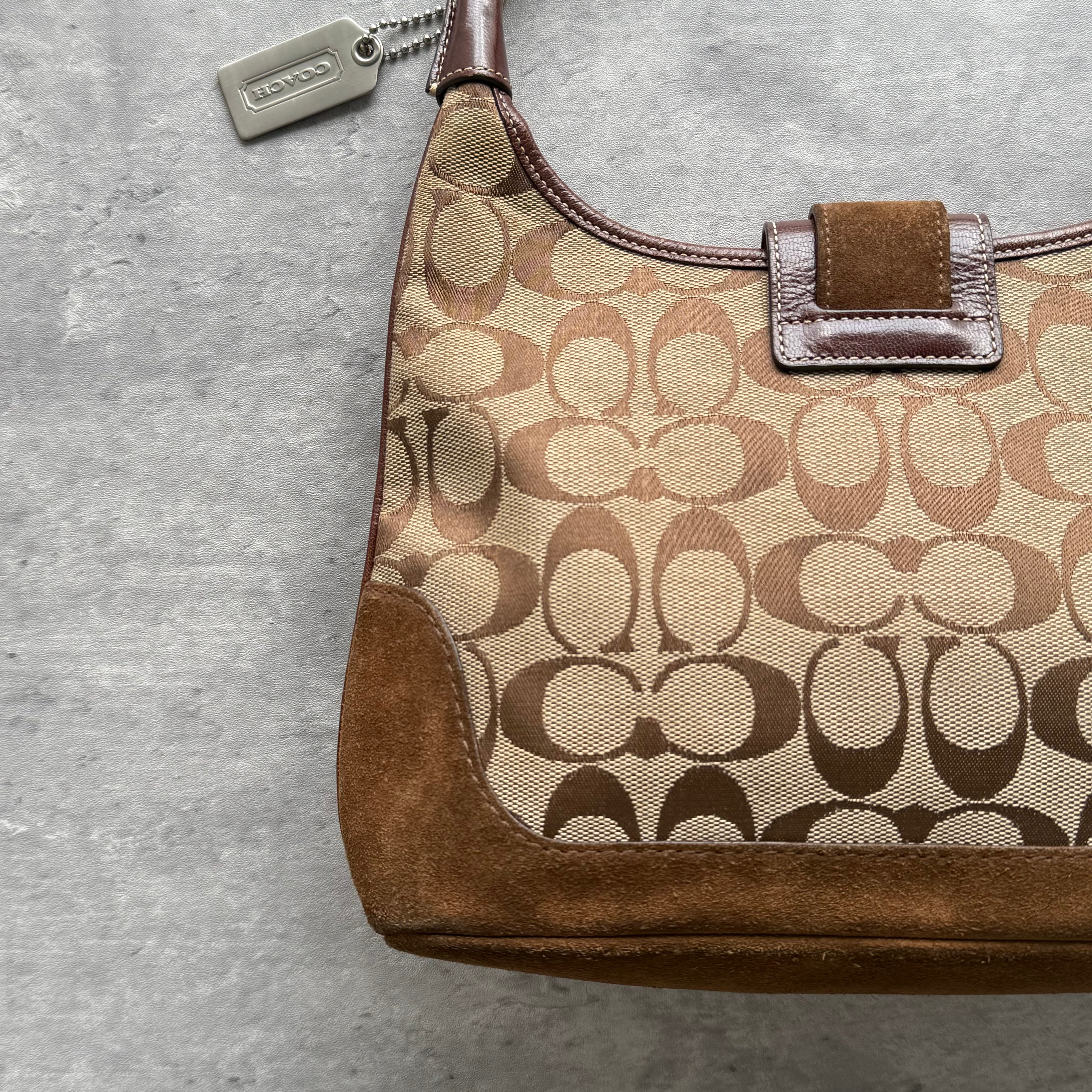 Coach Signature Mini Hamilton Stripe Hobo Shoulder Bag