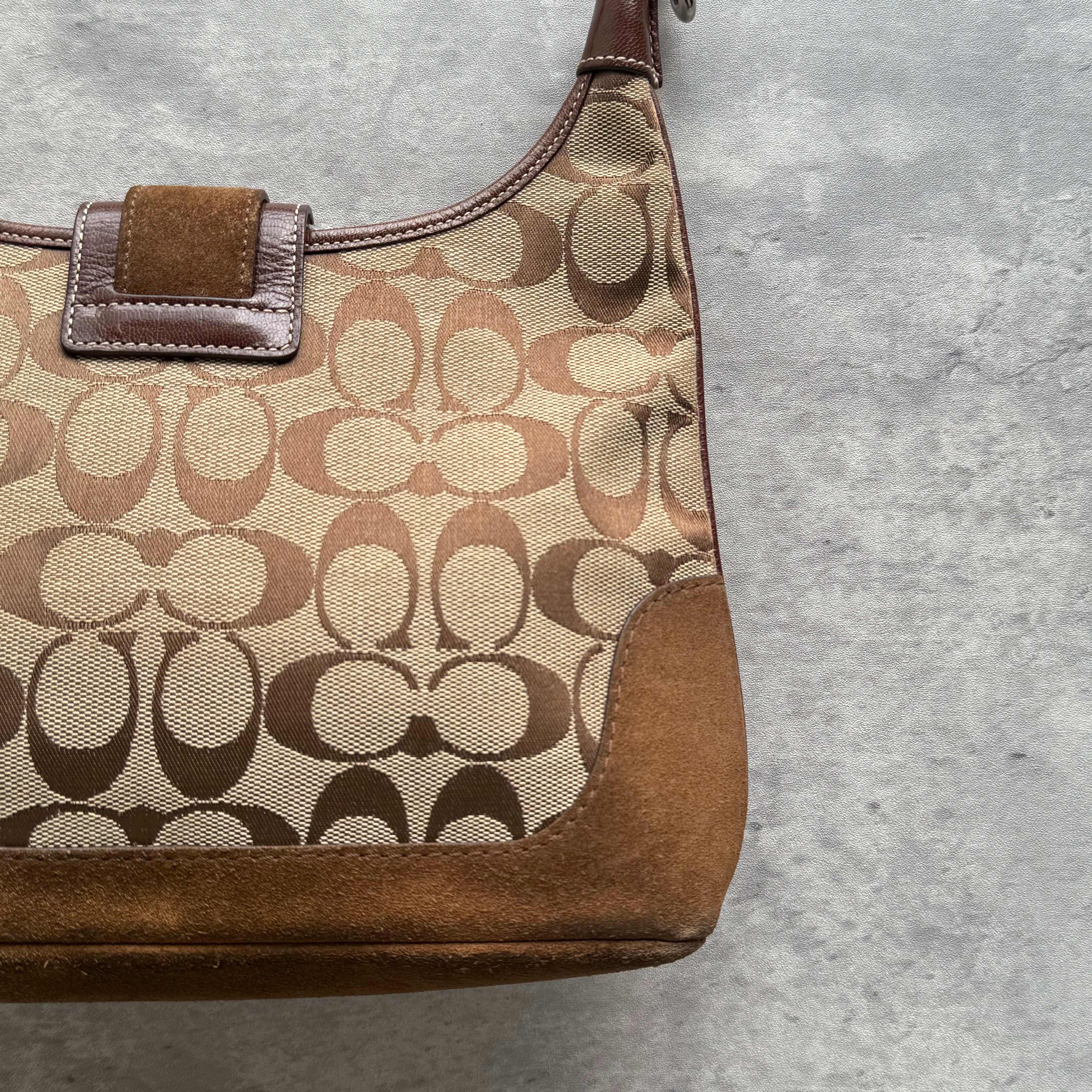 Coach Signature Mini Hamilton Stripe Hobo Shoulder Bag