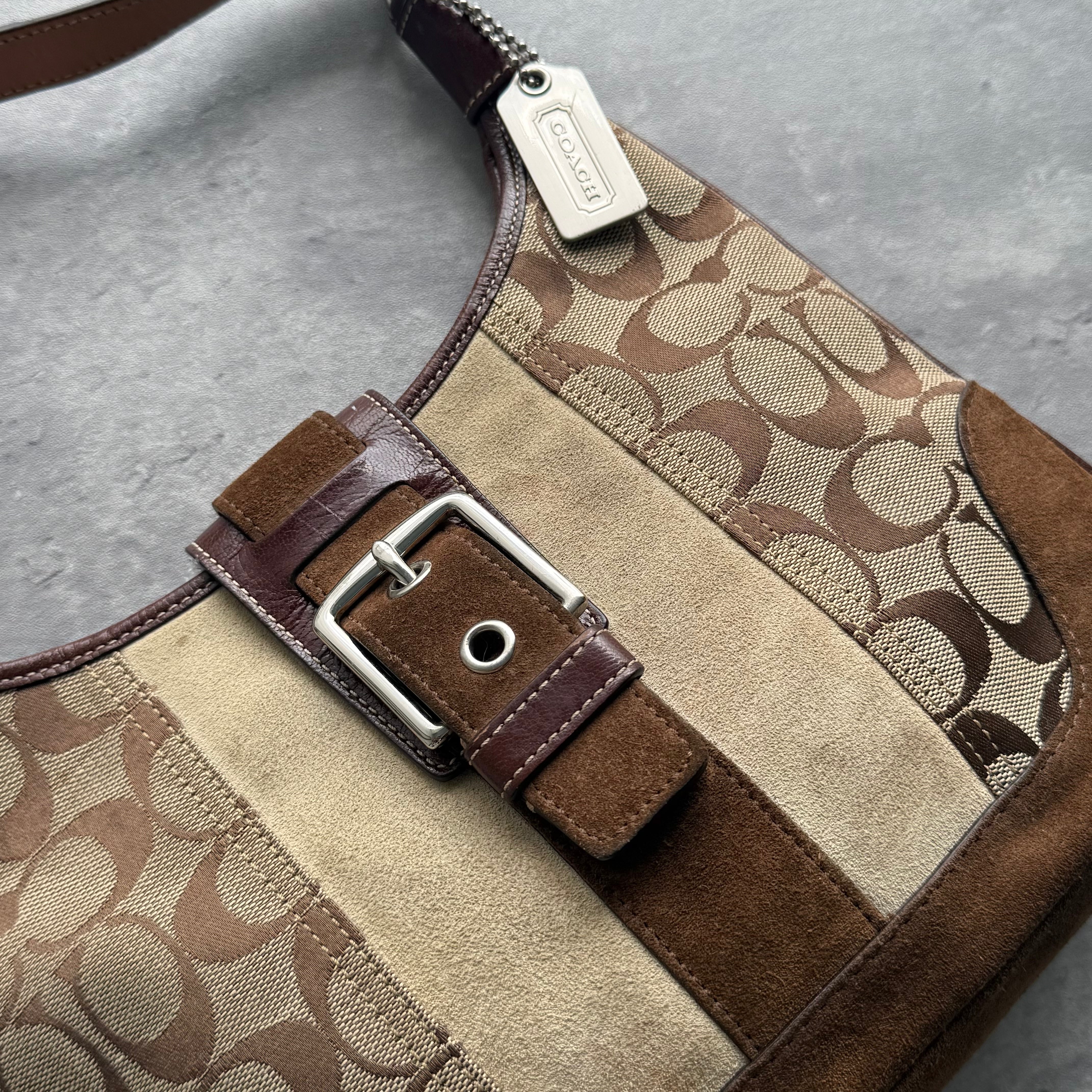 Coach Signature Mini Hamilton Stripe Hobo Shoulder Bag