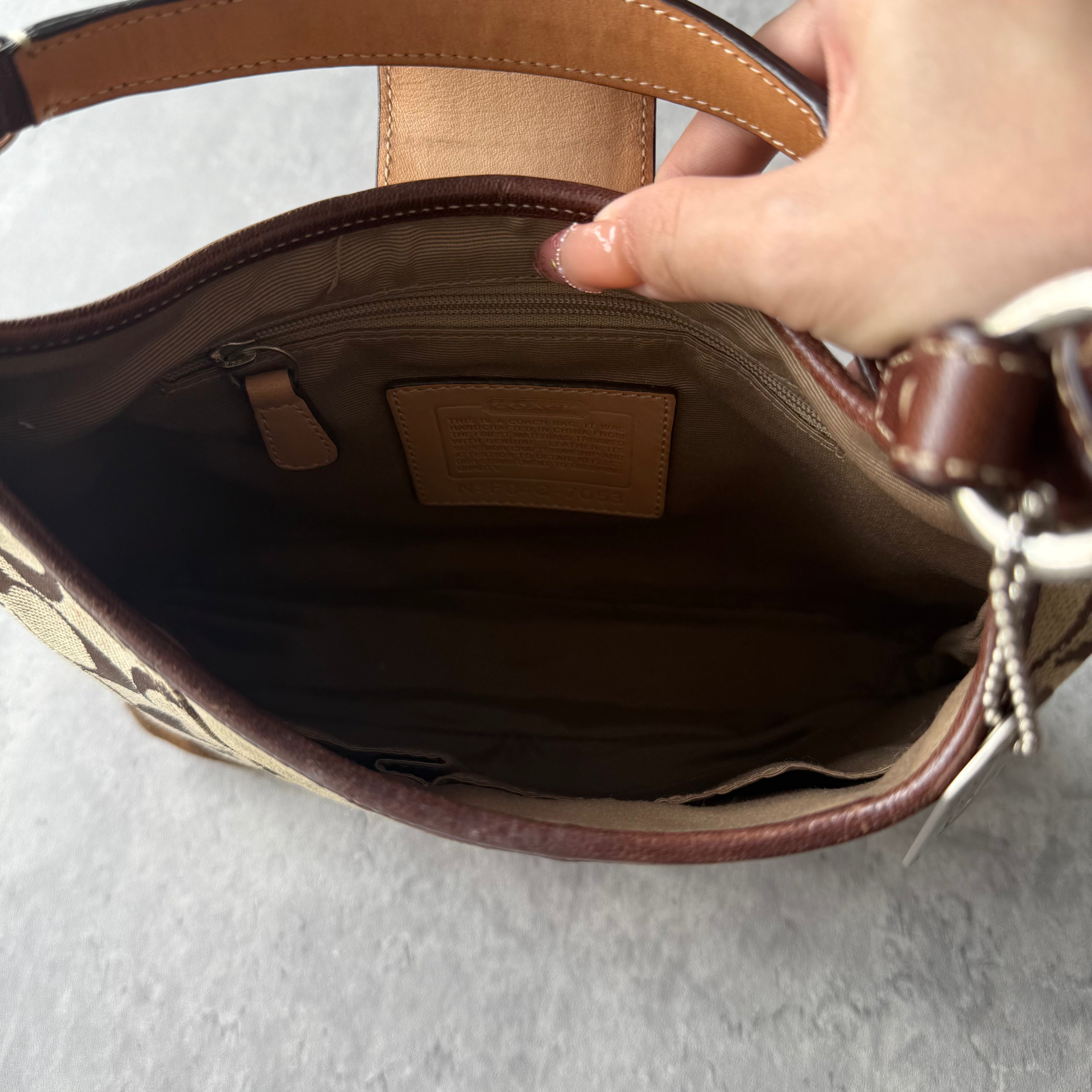 Coach Signature Mini Hamilton Stripe Hobo Shoulder Bag