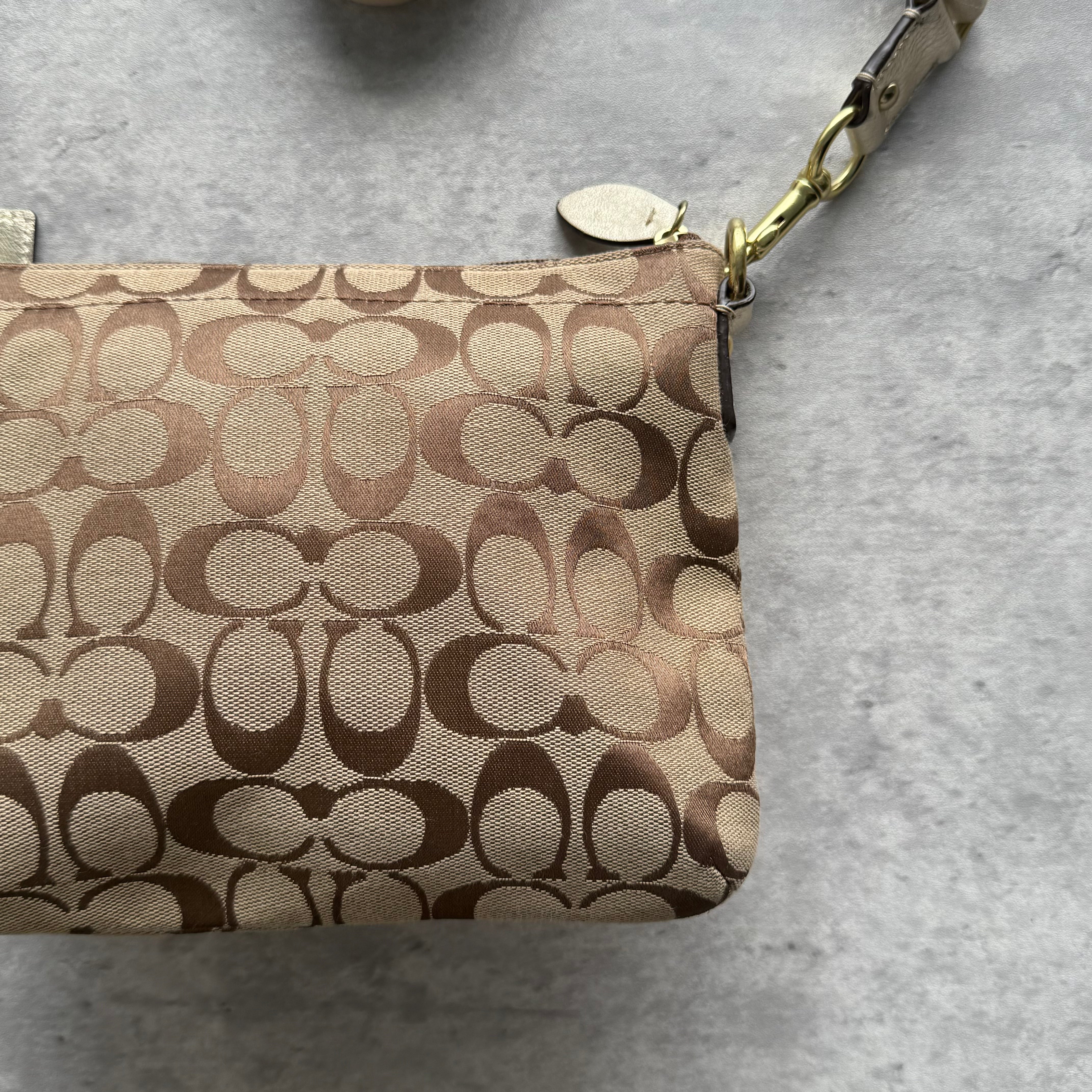 Coach Signature Penelope Turnlock Messenger Crossbody Bag Beige