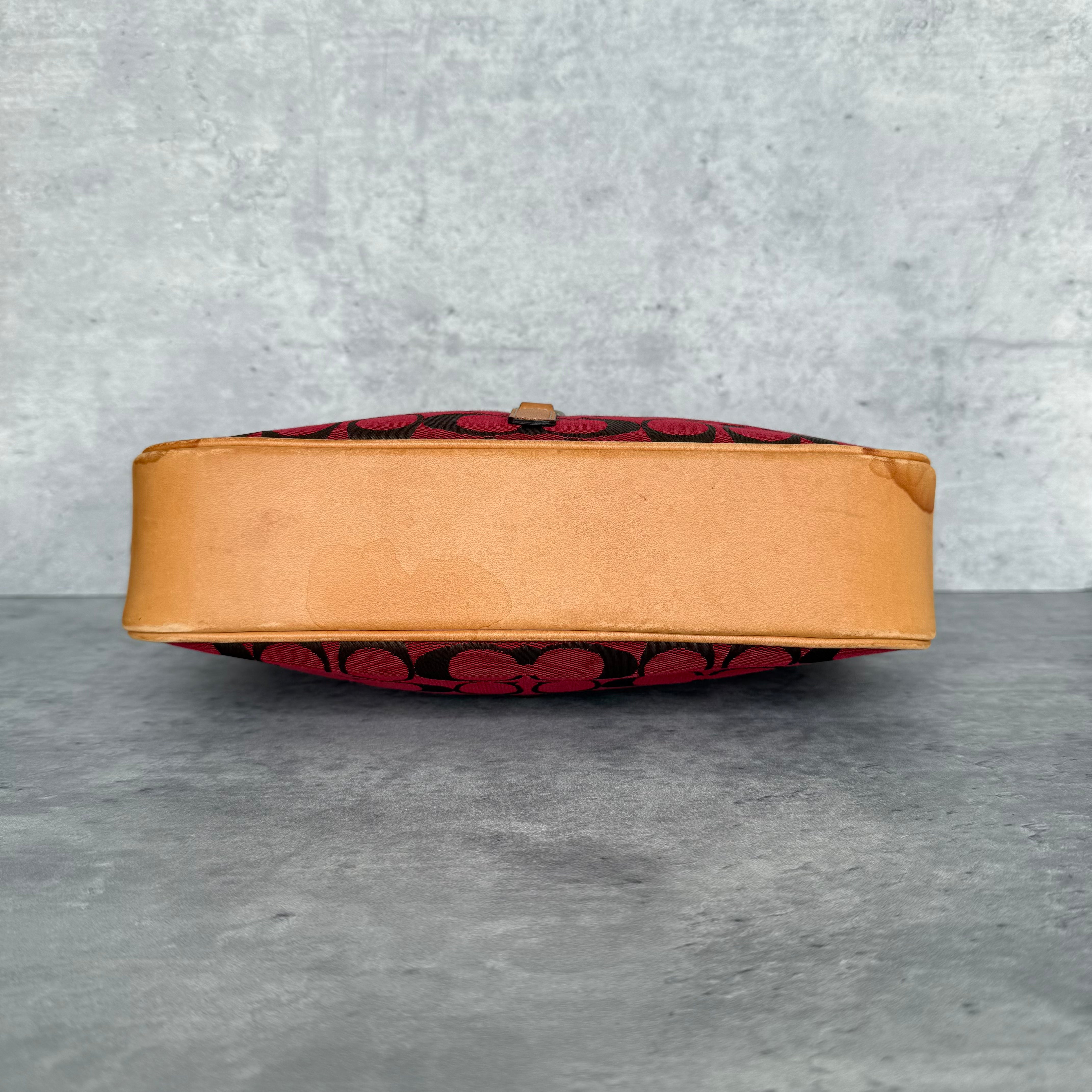 Coach Hobo Signature Clip Canvas Handbag 'Red/Beige'