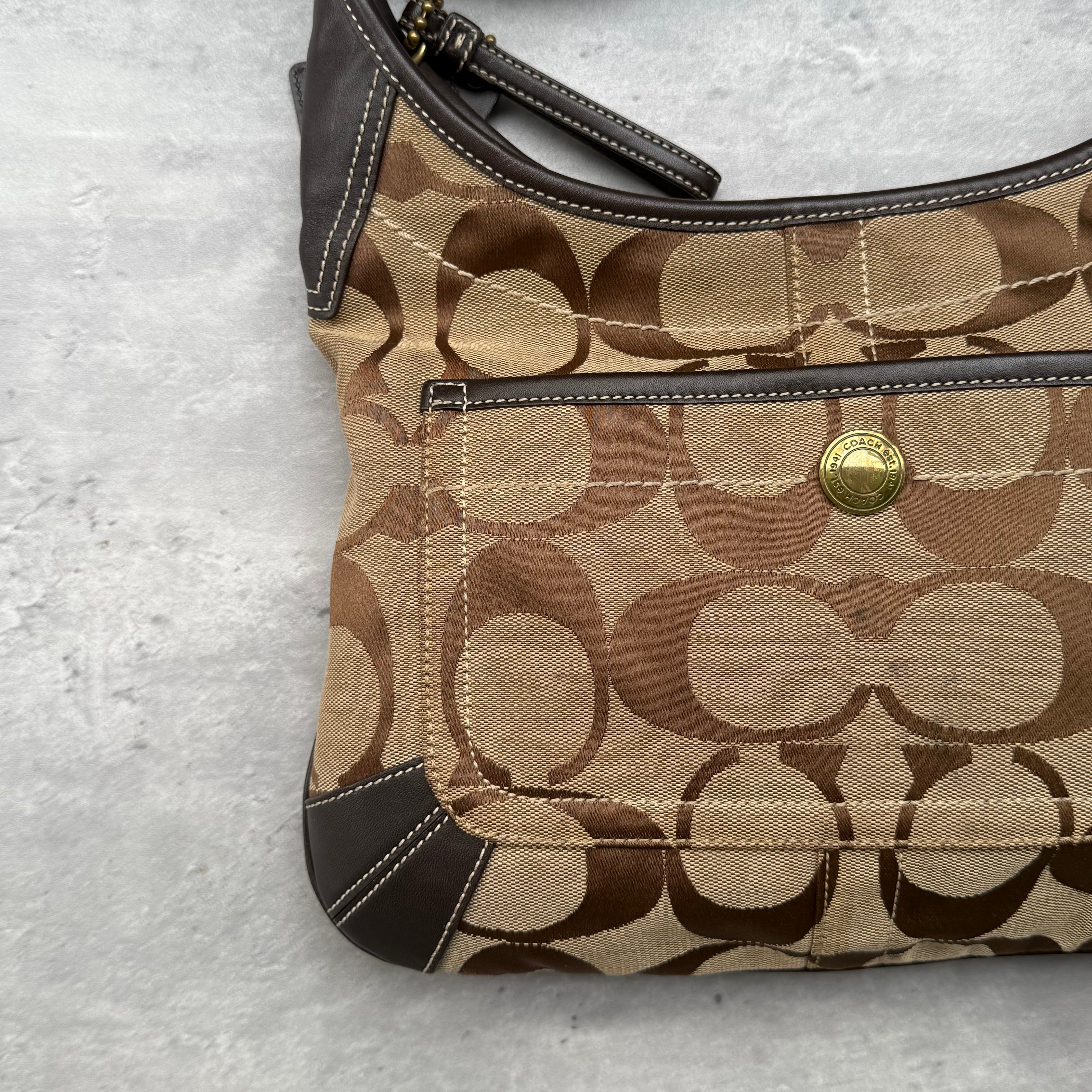 Coach Signature Ergo Hobo Crossbody Bag Beige/Brown
