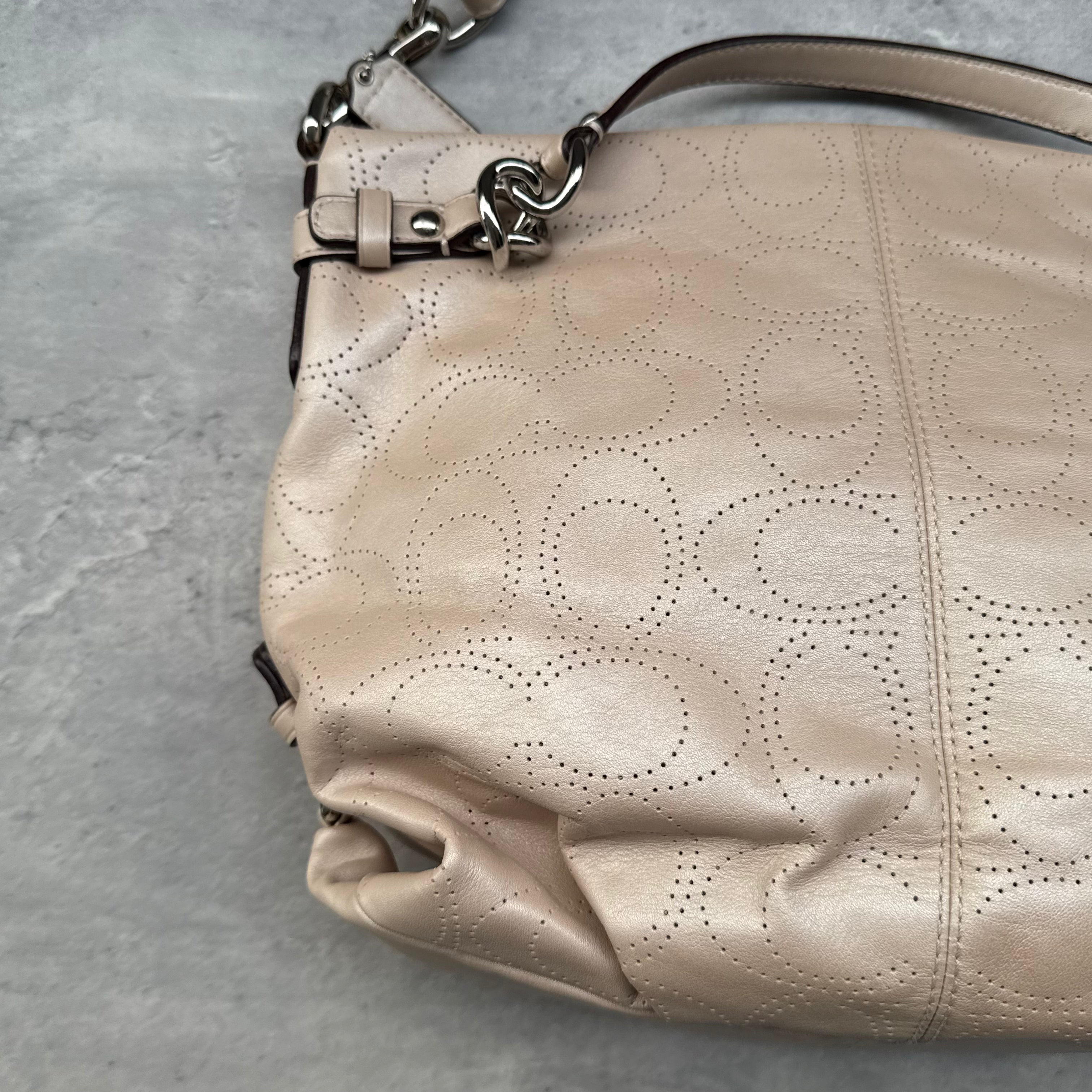 Coach 2Way Perforated Hobo ShoulderBag Light Brown