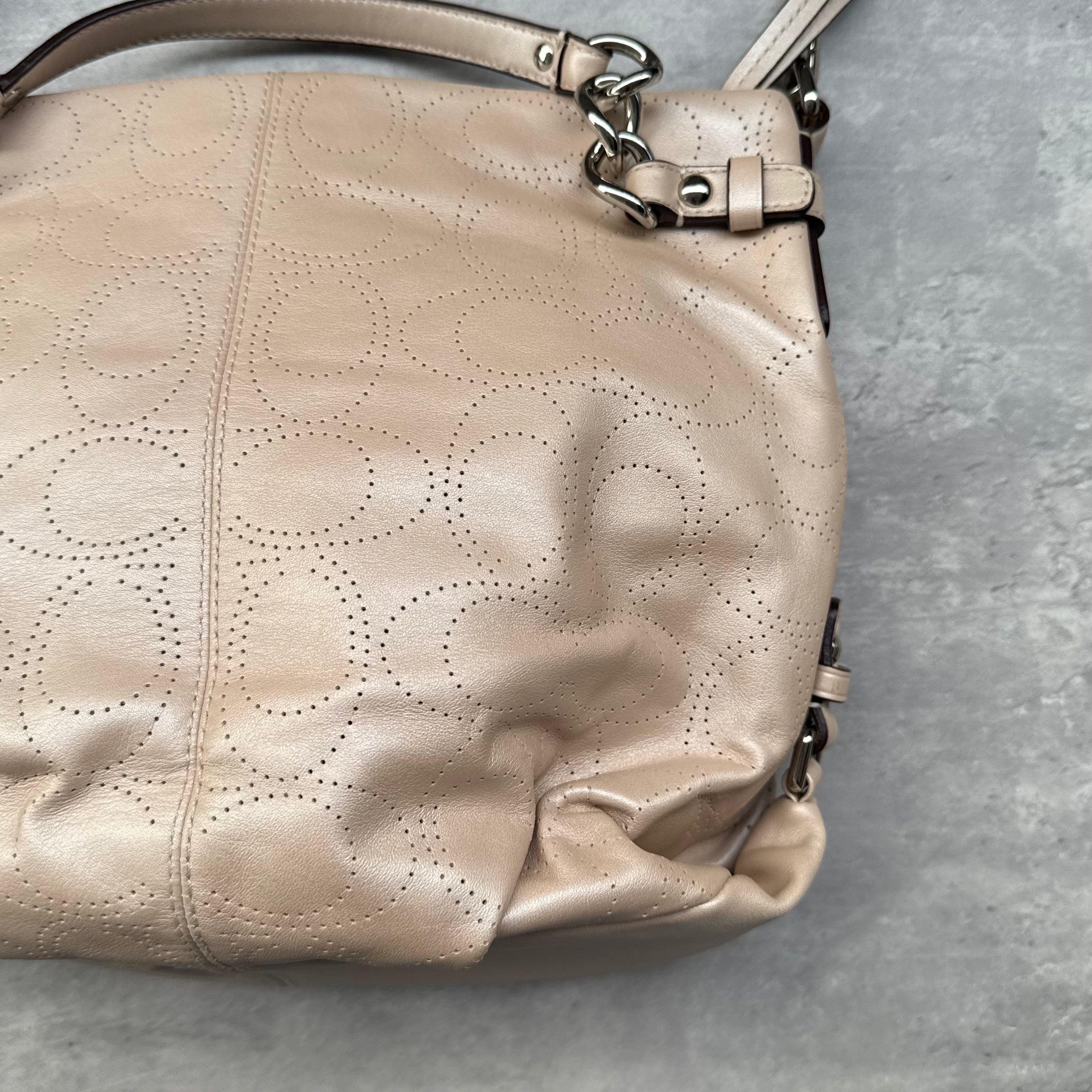Coach 2Way Perforated Hobo ShoulderBag Light Brown