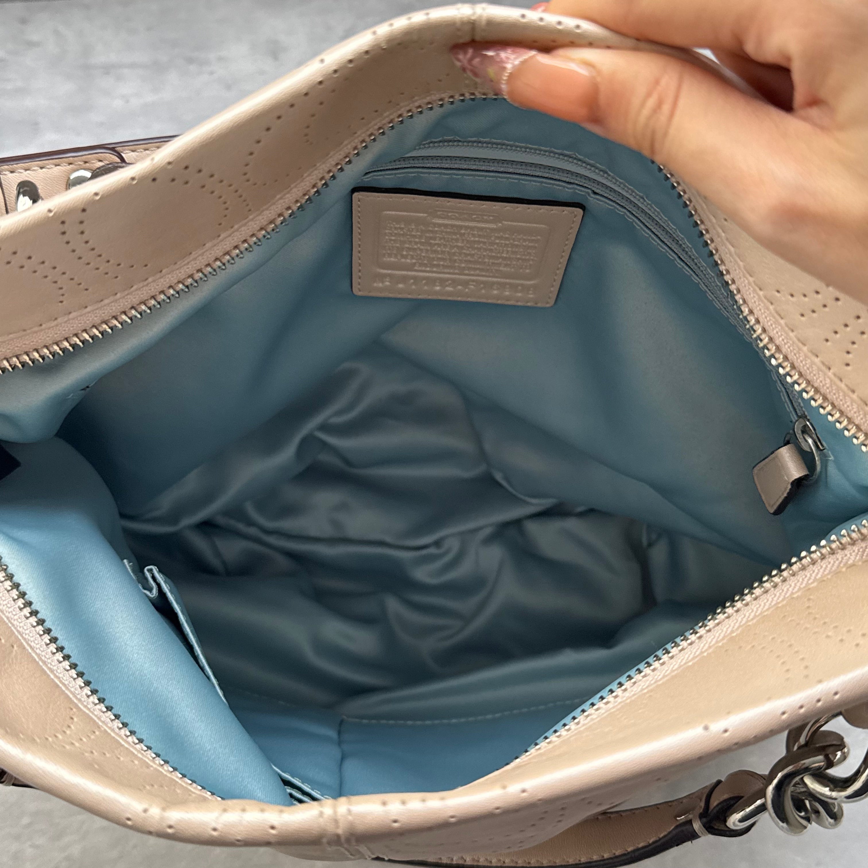 Coach 2Way Perforated Hobo ShoulderBag Light Brown