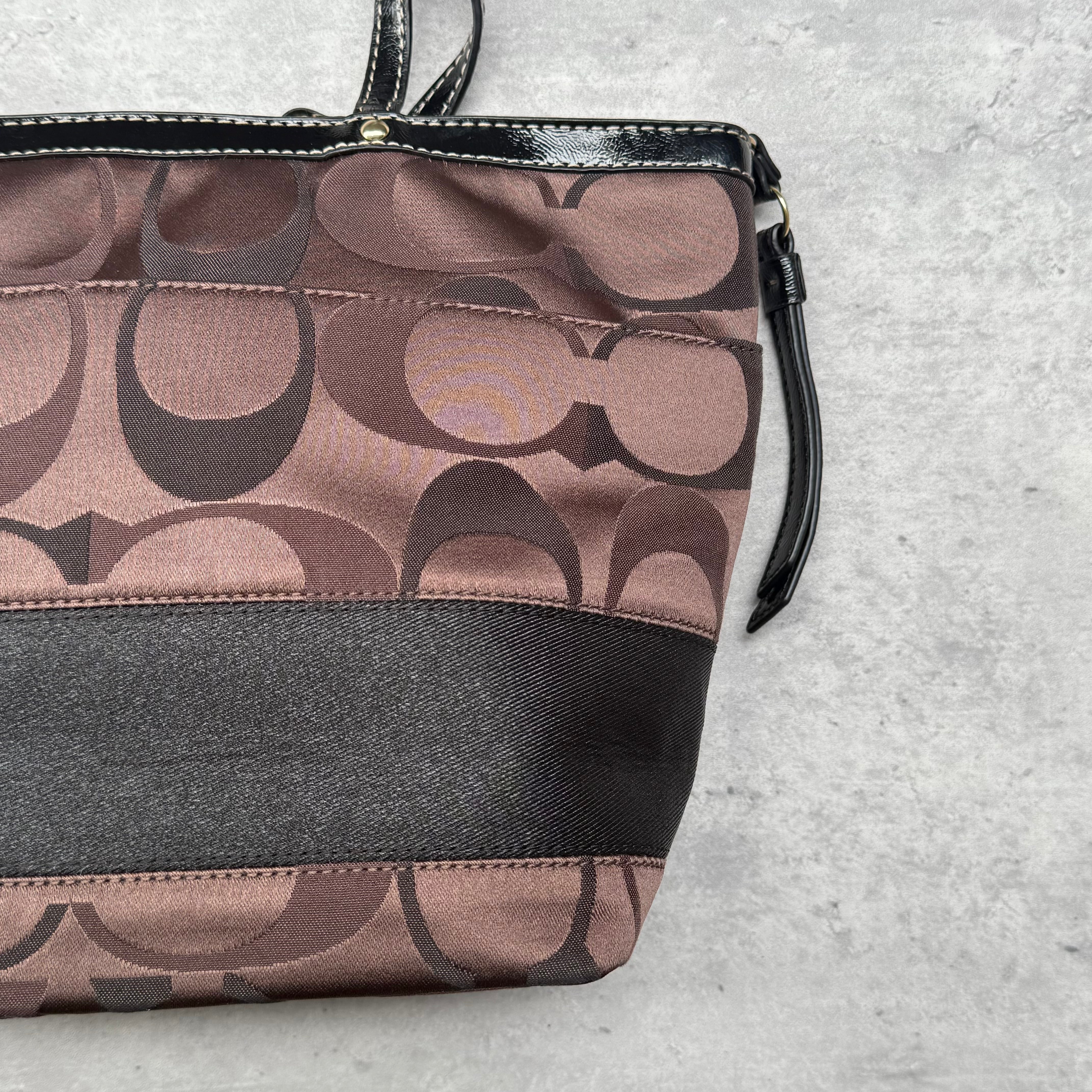 Coach Signature Stripe Tote Bag Brown