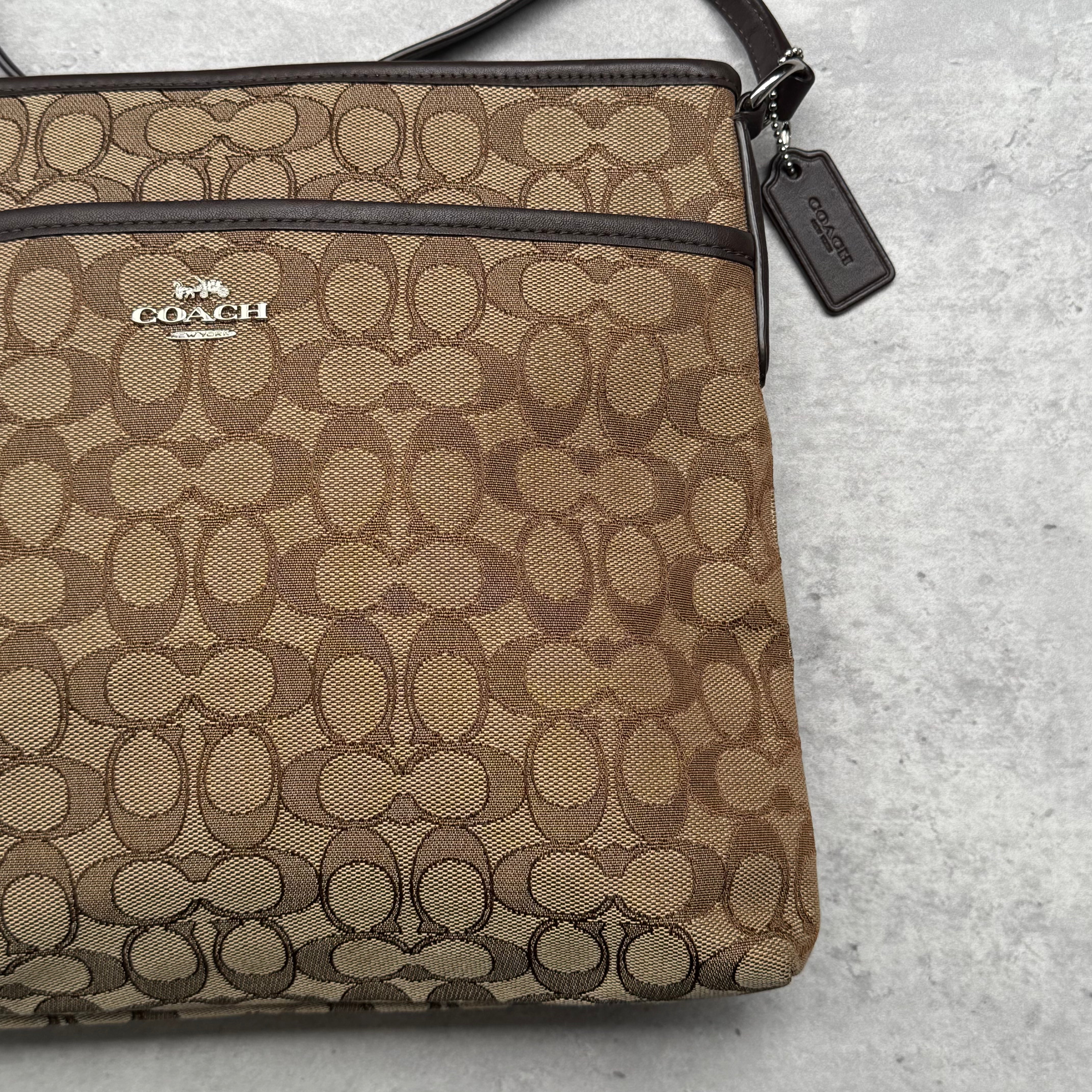Coach Signature Canvas File Crossbody Bag Beige