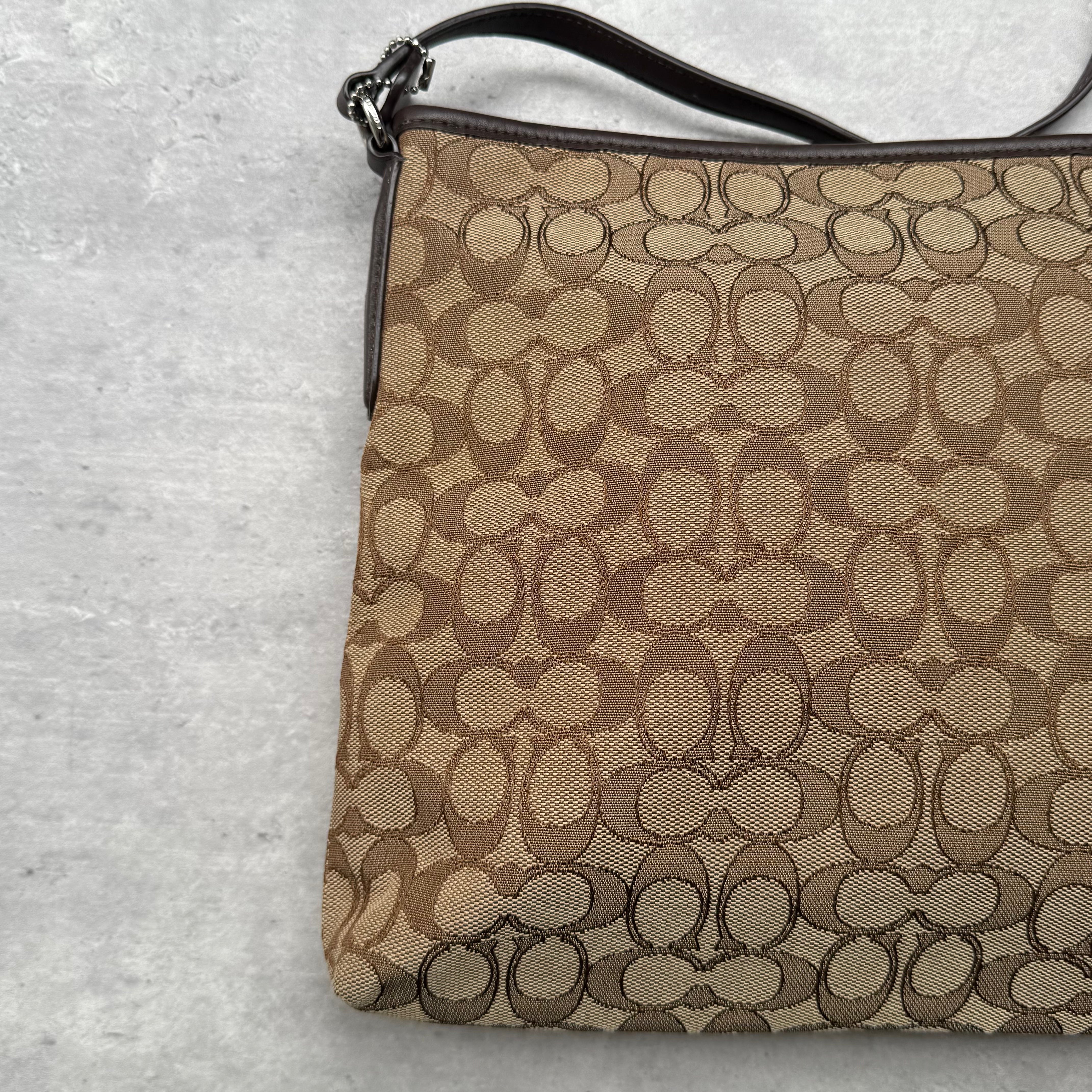 Coach Signature Canvas File Crossbody Bag Beige