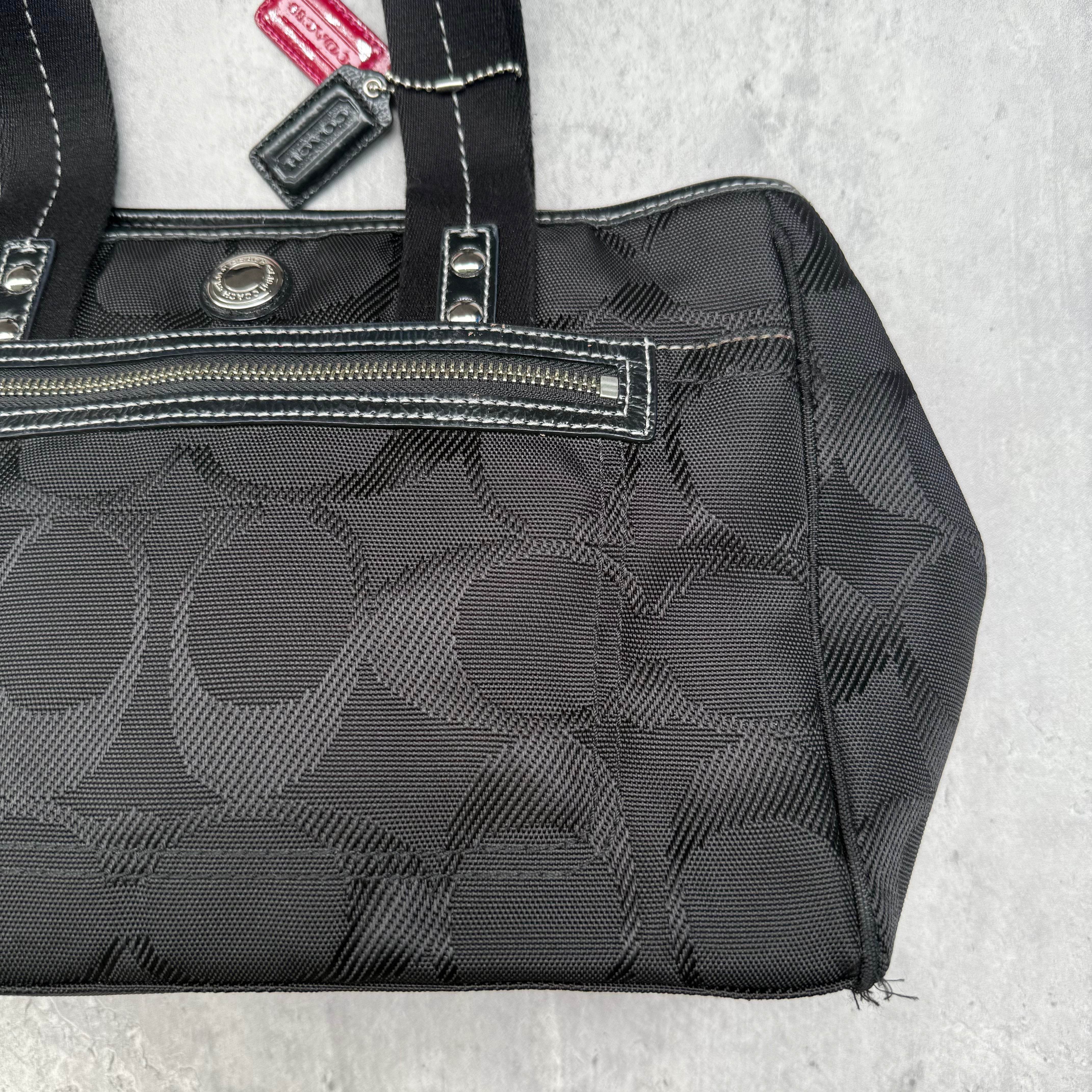 Coach Signature Kyra Daisy Canvas Tote Bag Black