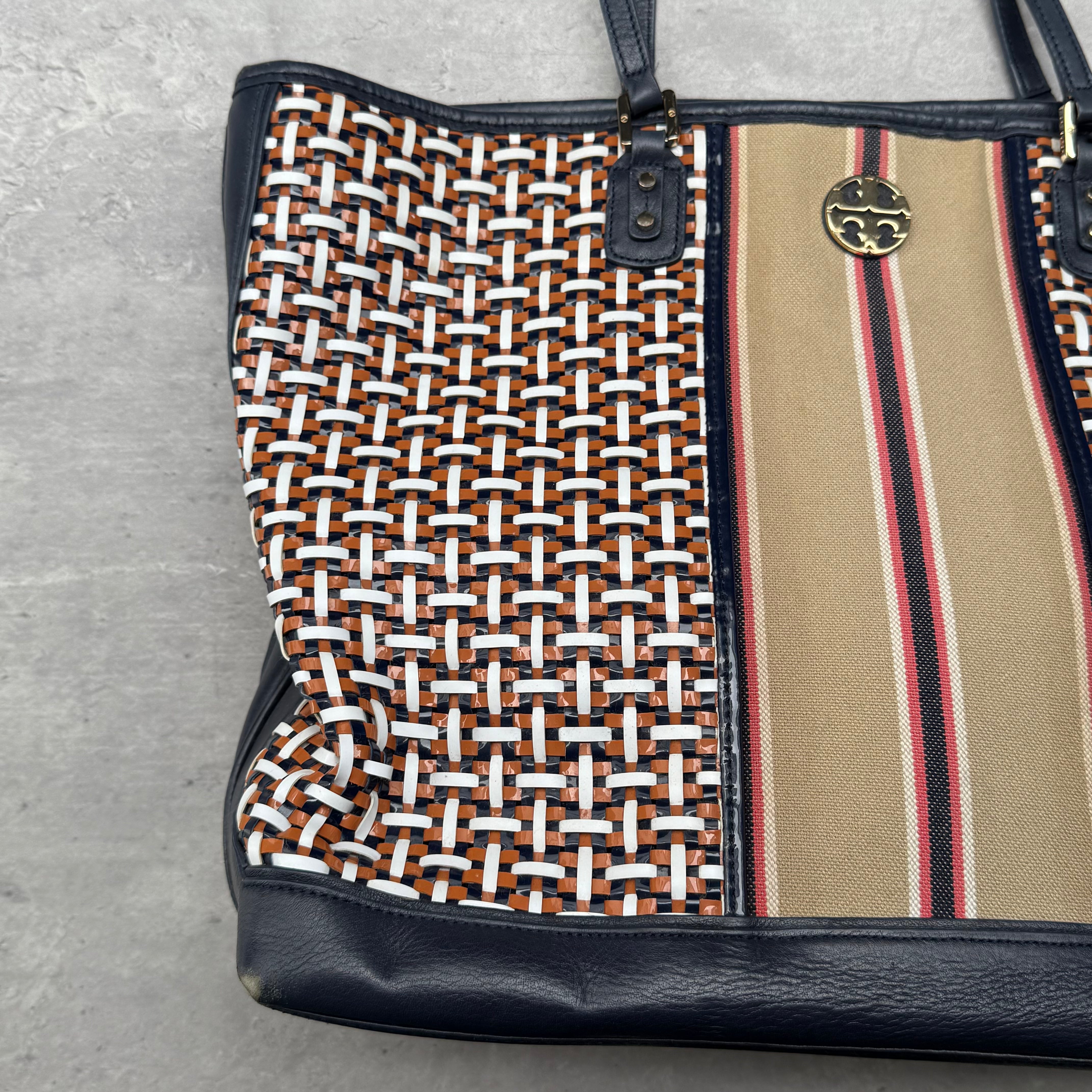 Tory Burch Gemini Link Canvas Tote Bag Multicolor