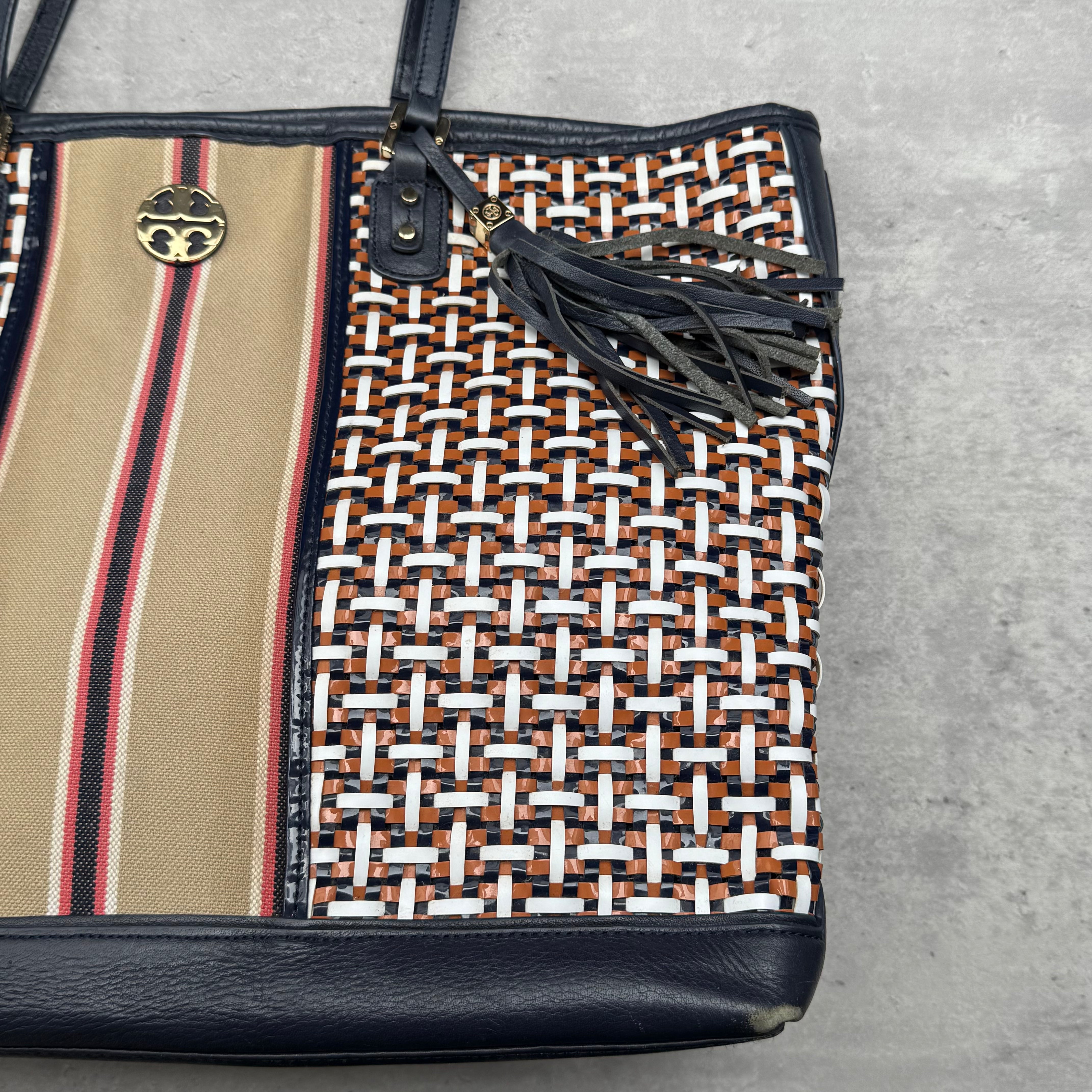 Tory Burch Gemini Link Canvas Tote Bag Multicolor
