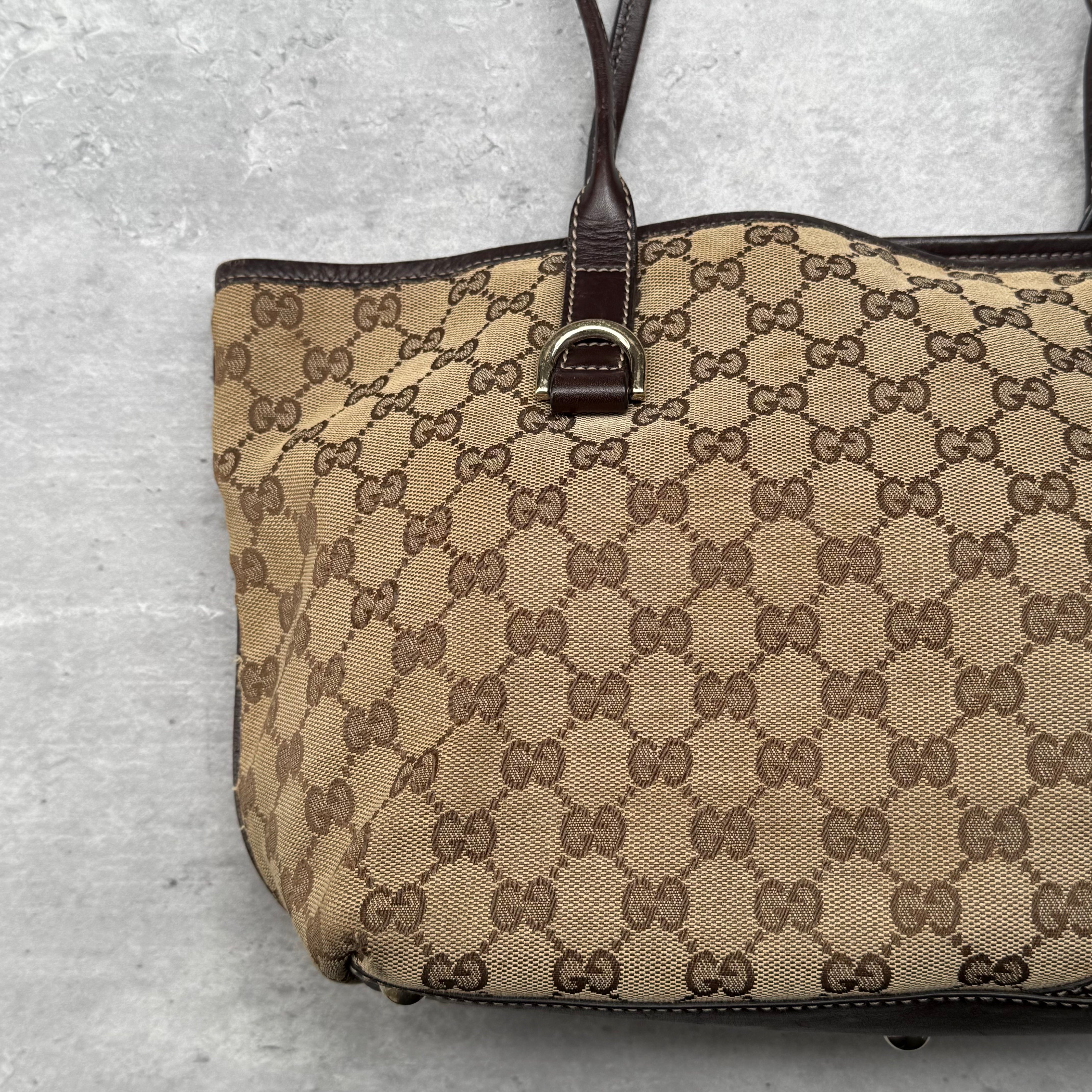 Gucci Britt GG Monogram Tote Bag Beige
