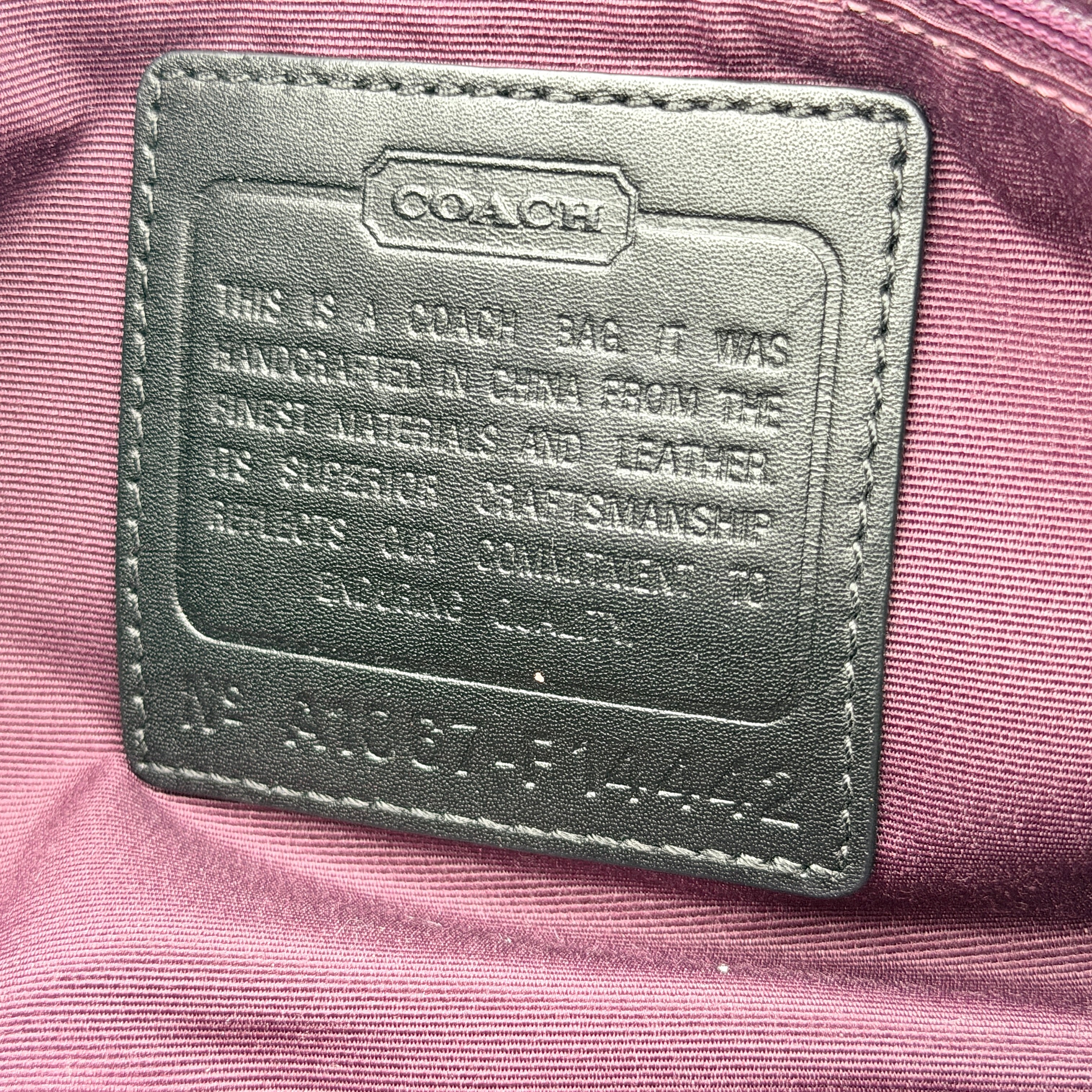 Coach 2Way Horse Carriage Sufflette Shoulder Bag in grey and black canvas with leather trim and adjustable strap.