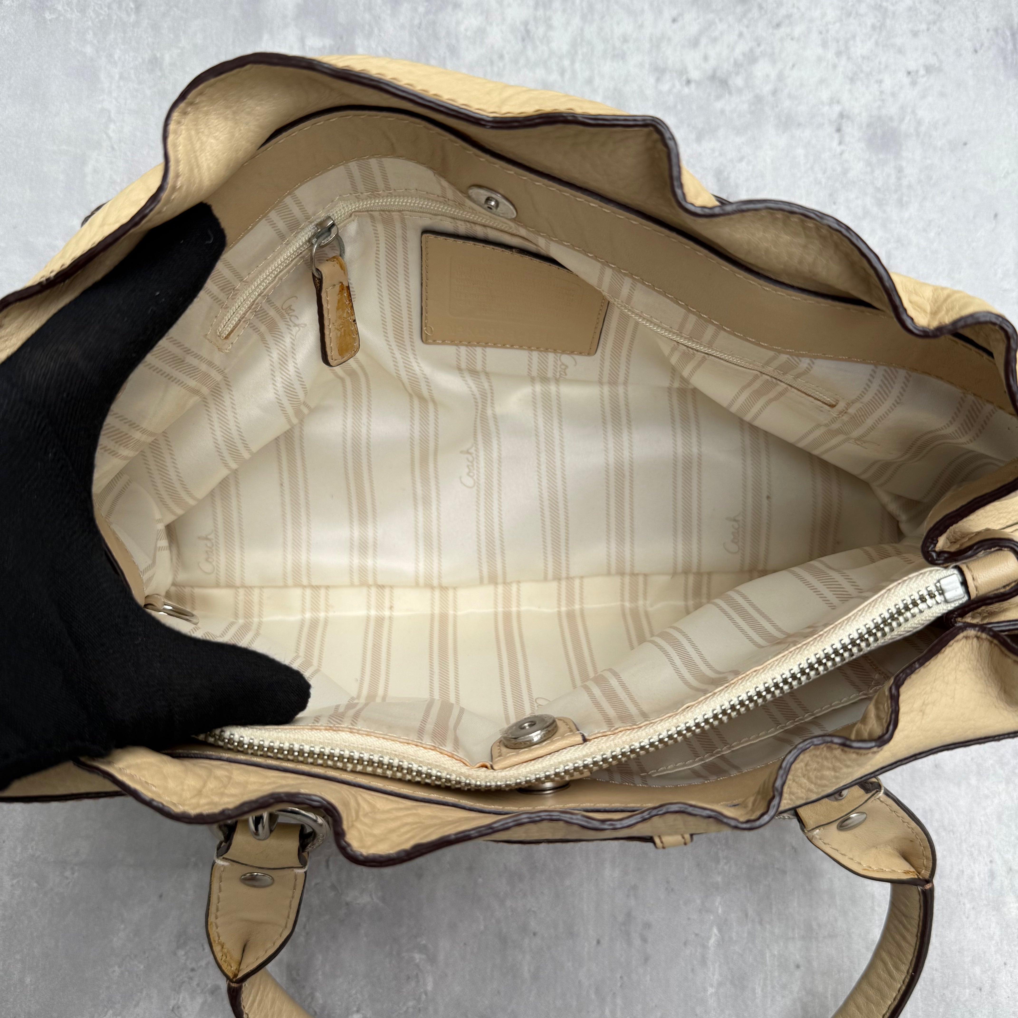 Coach Penelope Pebble Leather HandBag Cream