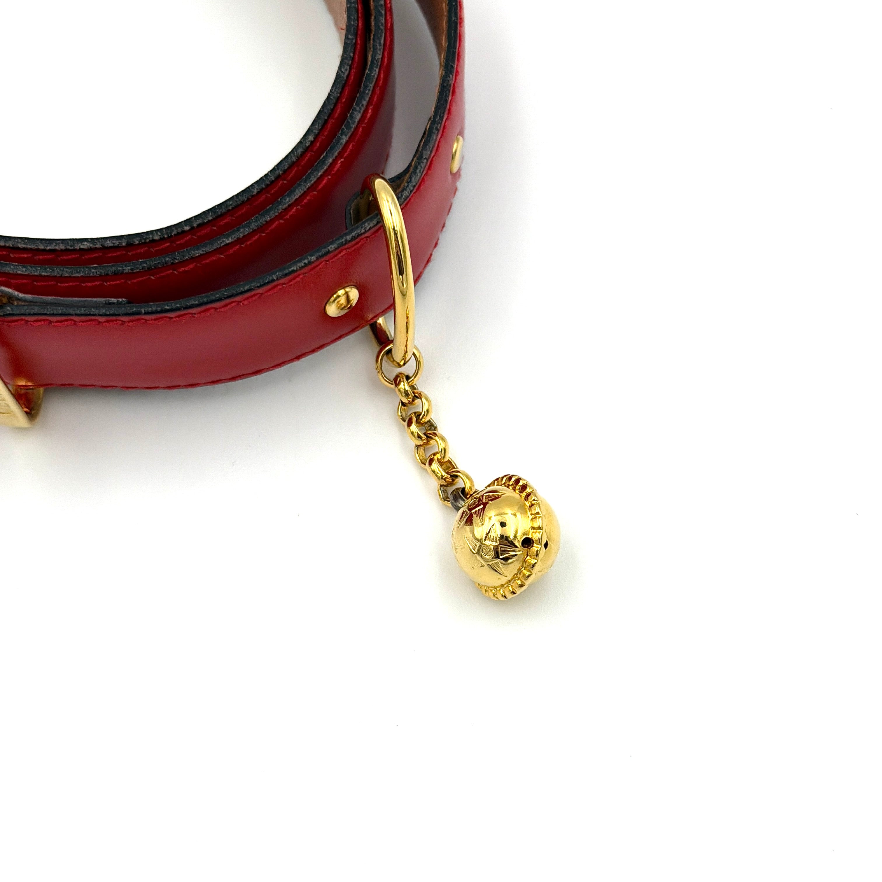 Celine Charm Leather Belt Red/Gold