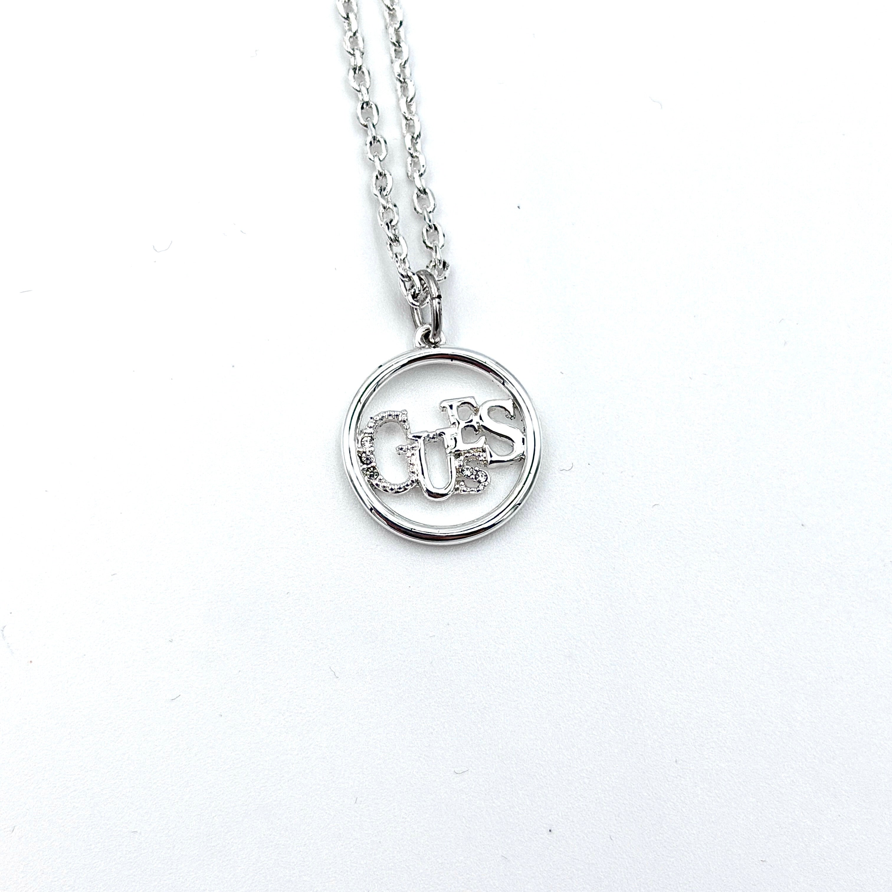 Guess Heart Necklace & Earrings Set Silver