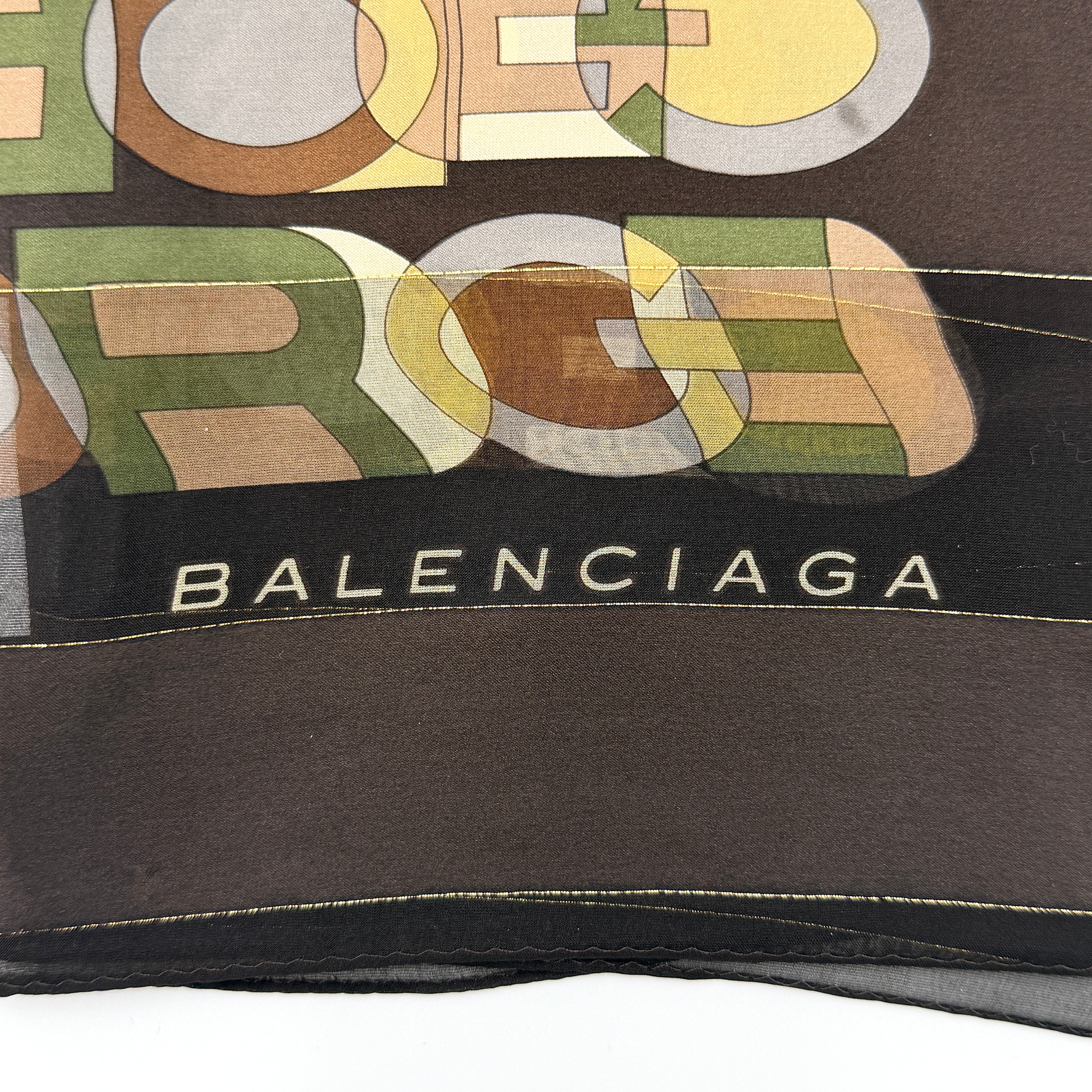 Balenciaga Geometric Pattern Silk Scarf Brown