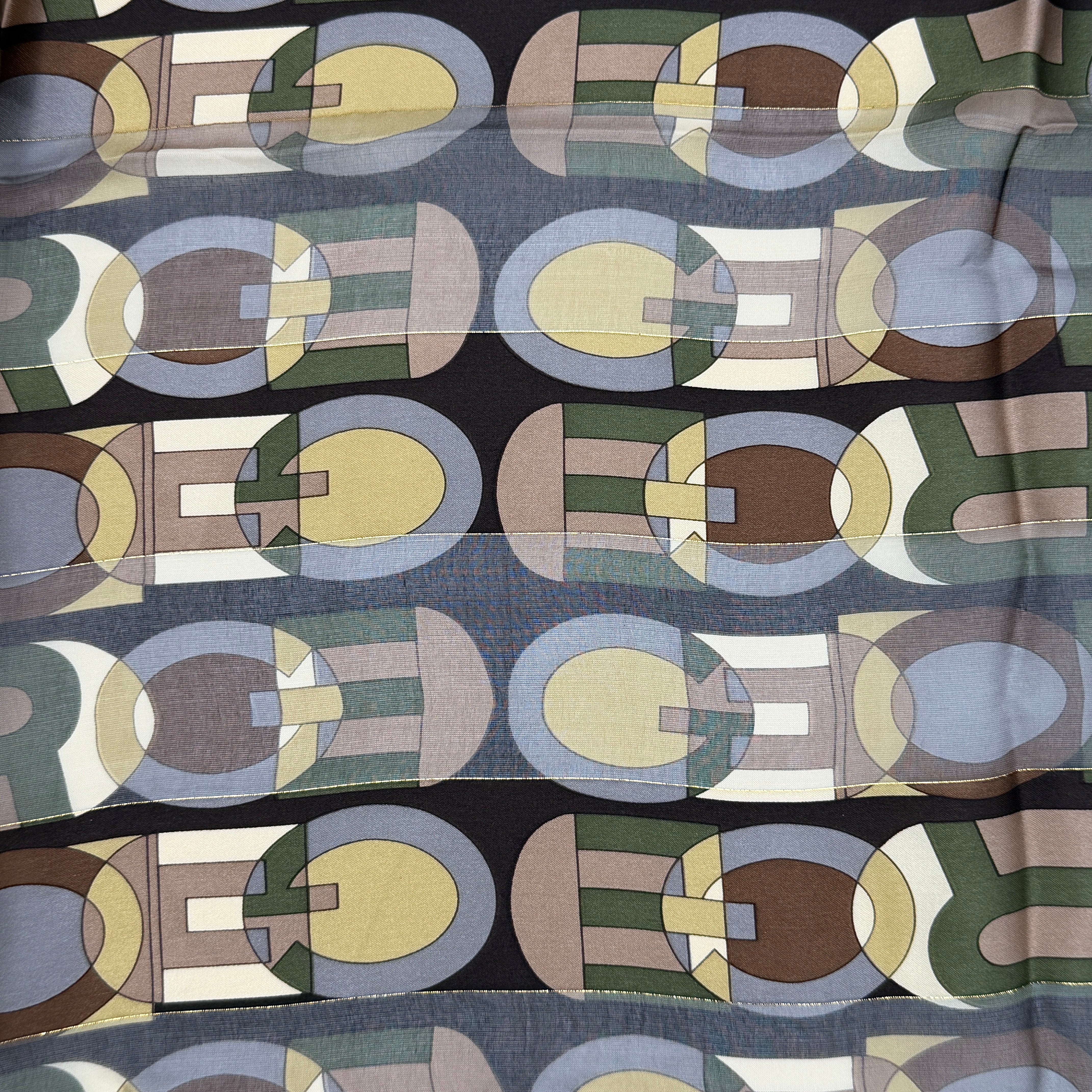 Balenciaga Geometric Pattern Silk Scarf Brown