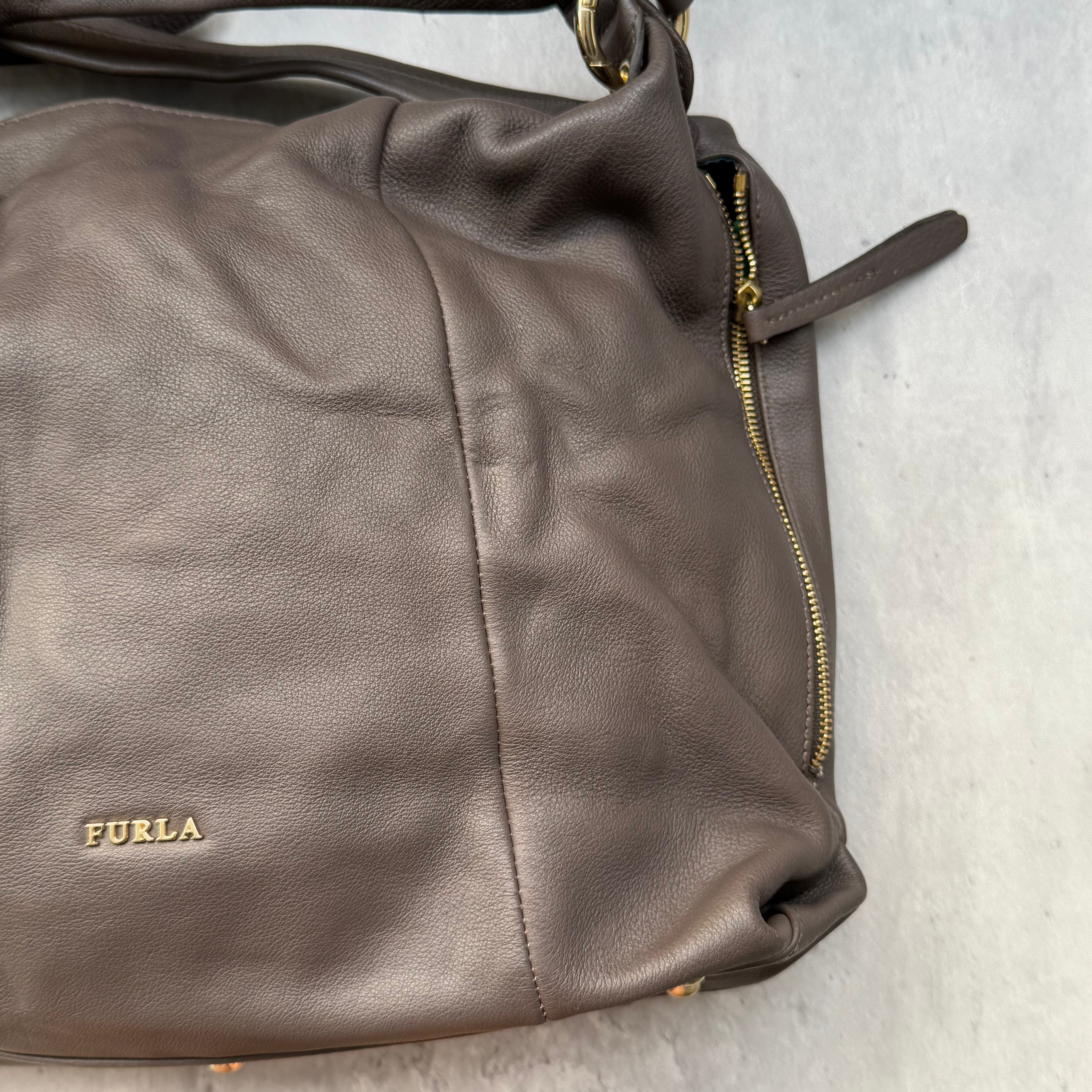 Furla 2Way Liz Daino Hobo Shoulder Bag Brown