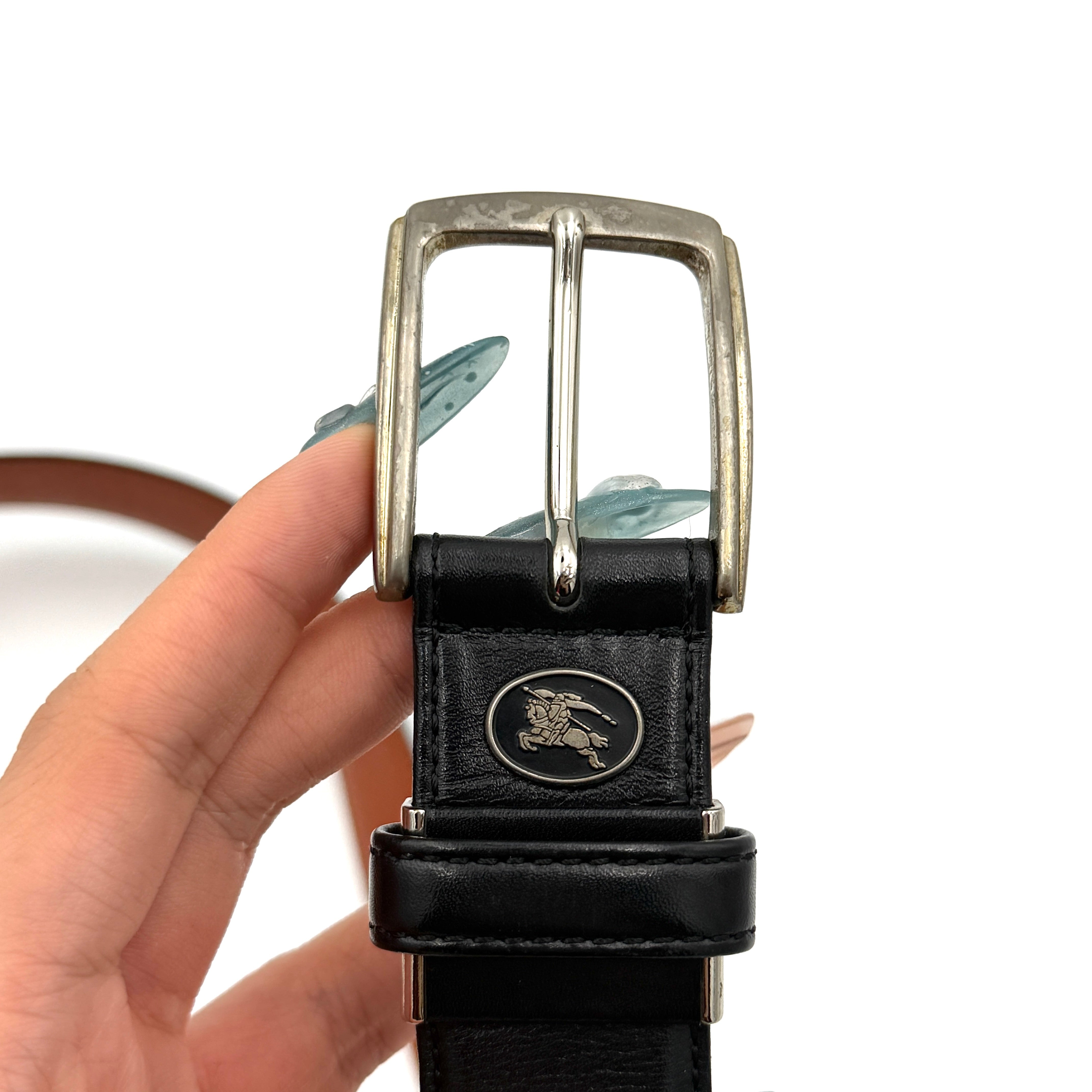 Burberry Horse Logo Leather Belt Black