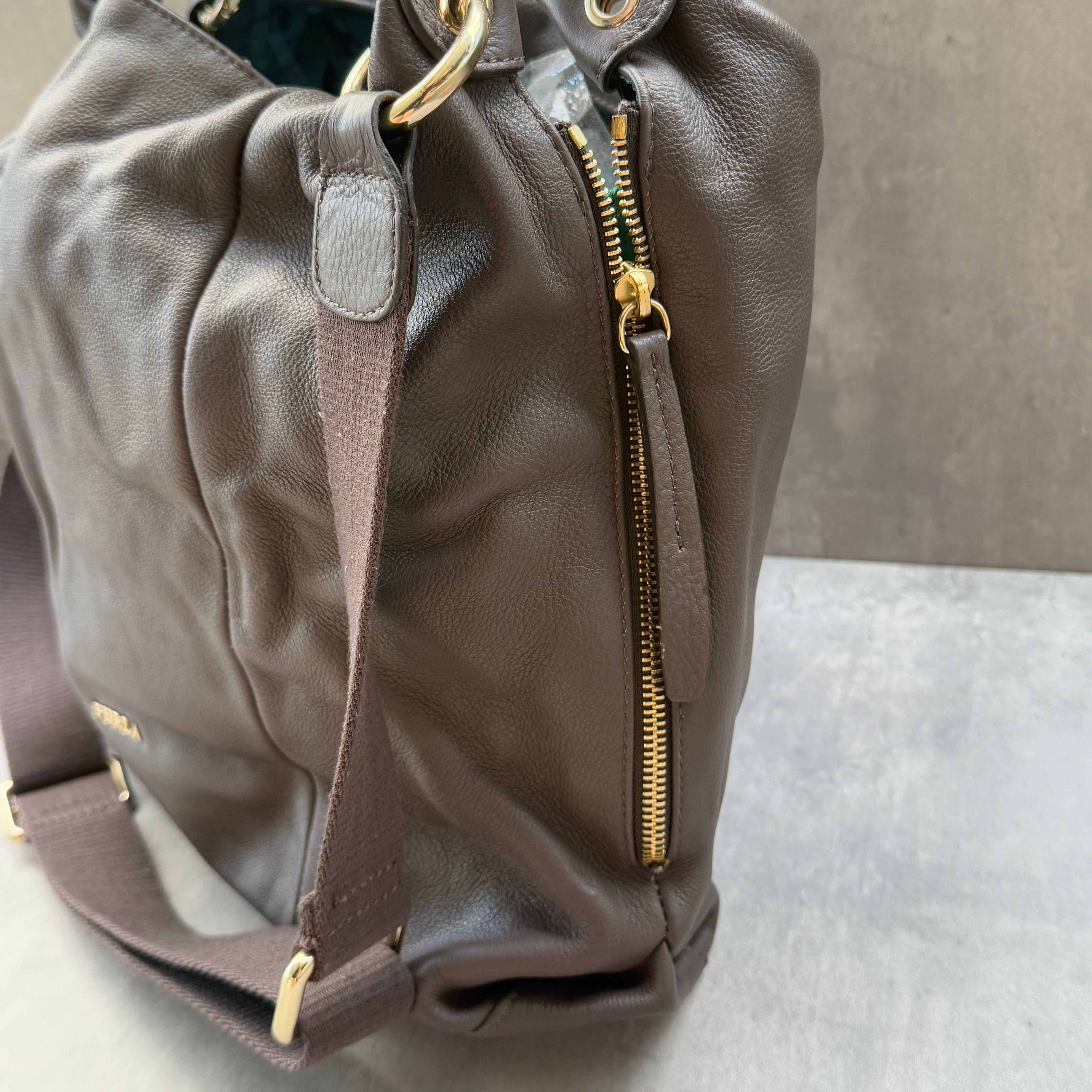 Furla 2Way Liz Daino Hobo Shoulder Bag Brown