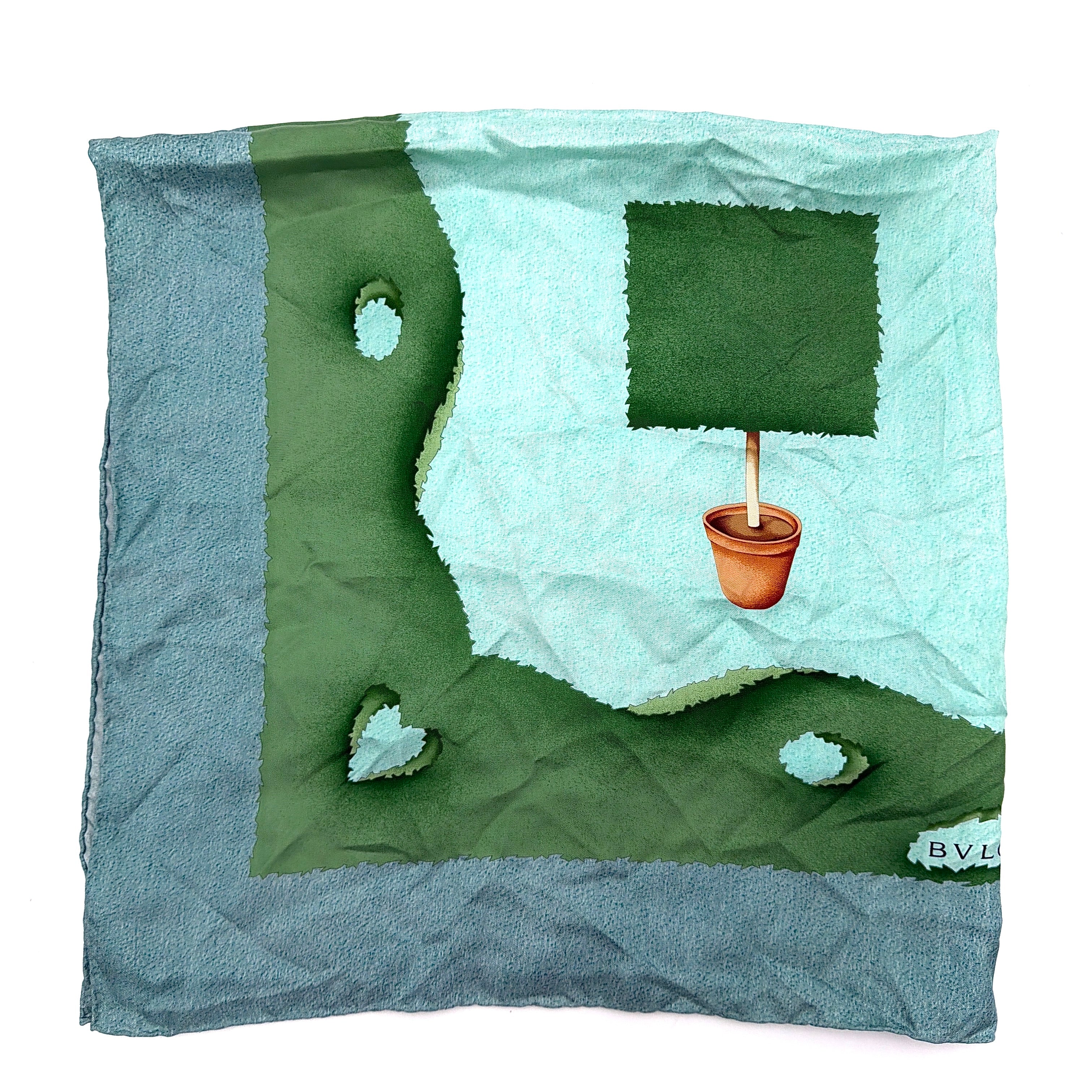 Bvlgari by Davide Pizzigoni Garden Silk Scarf Green